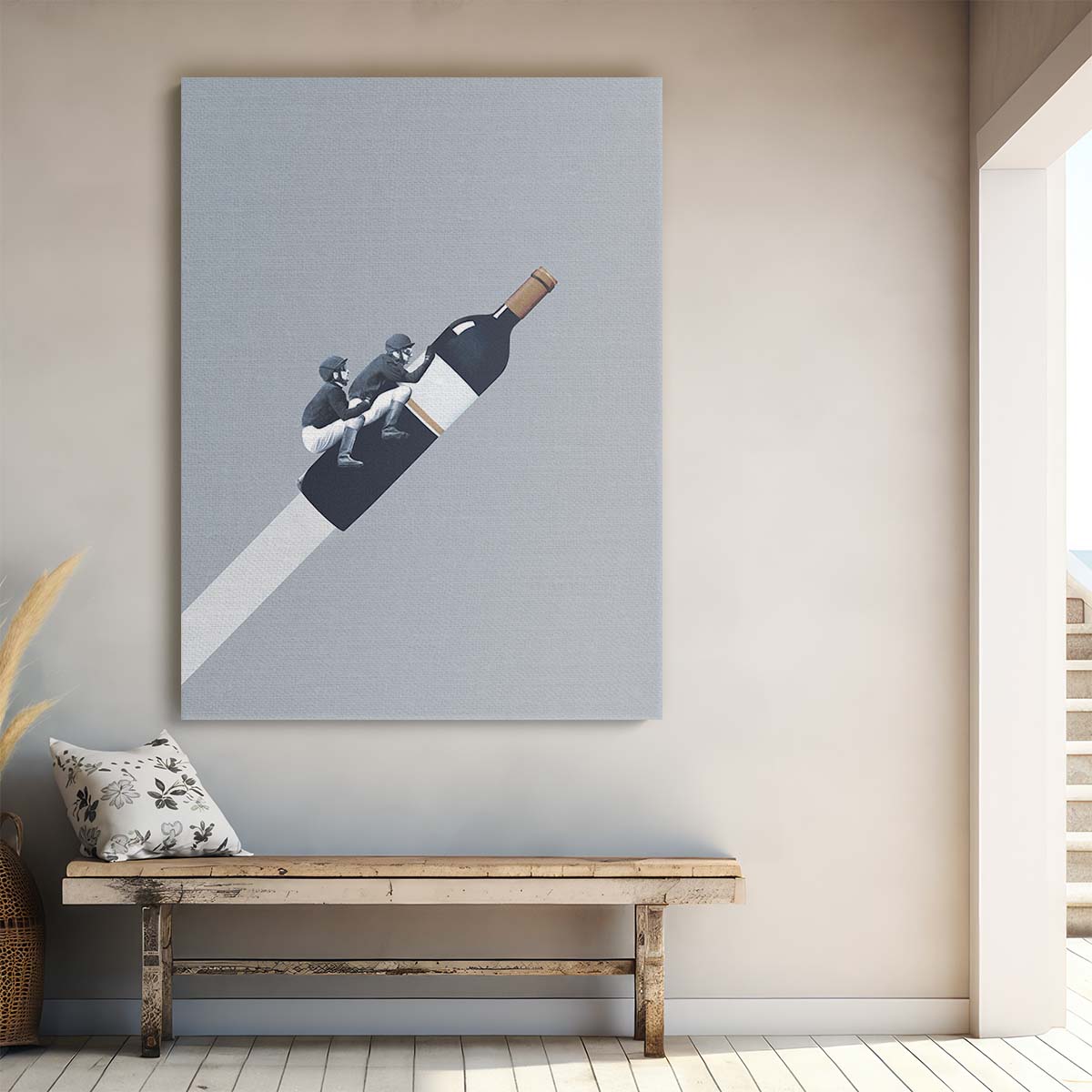 Mid-Century Wine Rocket Ride Illustration by Maarten Leon by Luxuriance Designs, made in USA