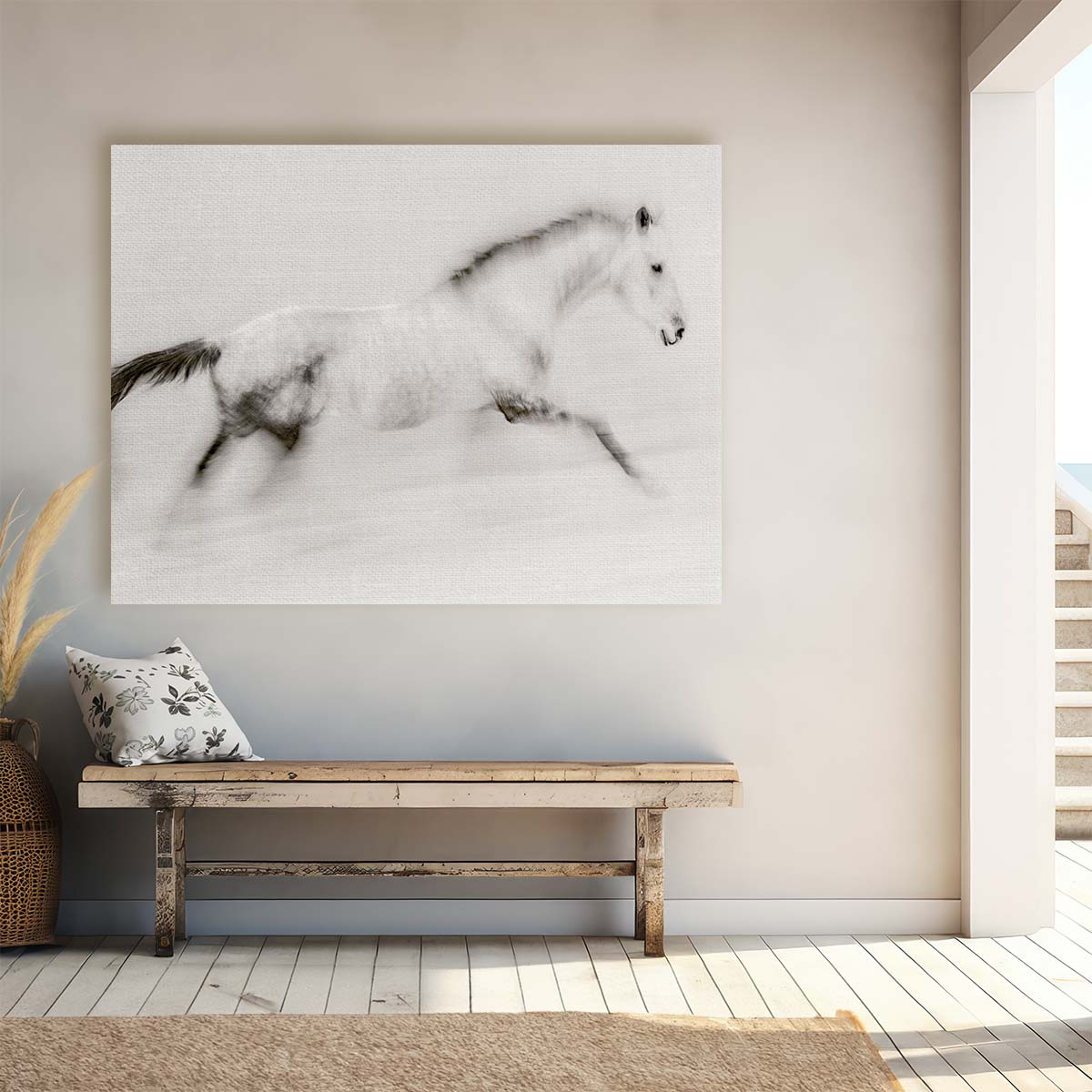Camargue Stallion in Motion Abstract Equestrian Wall Art by Luxuriance Designs. Made in USA.