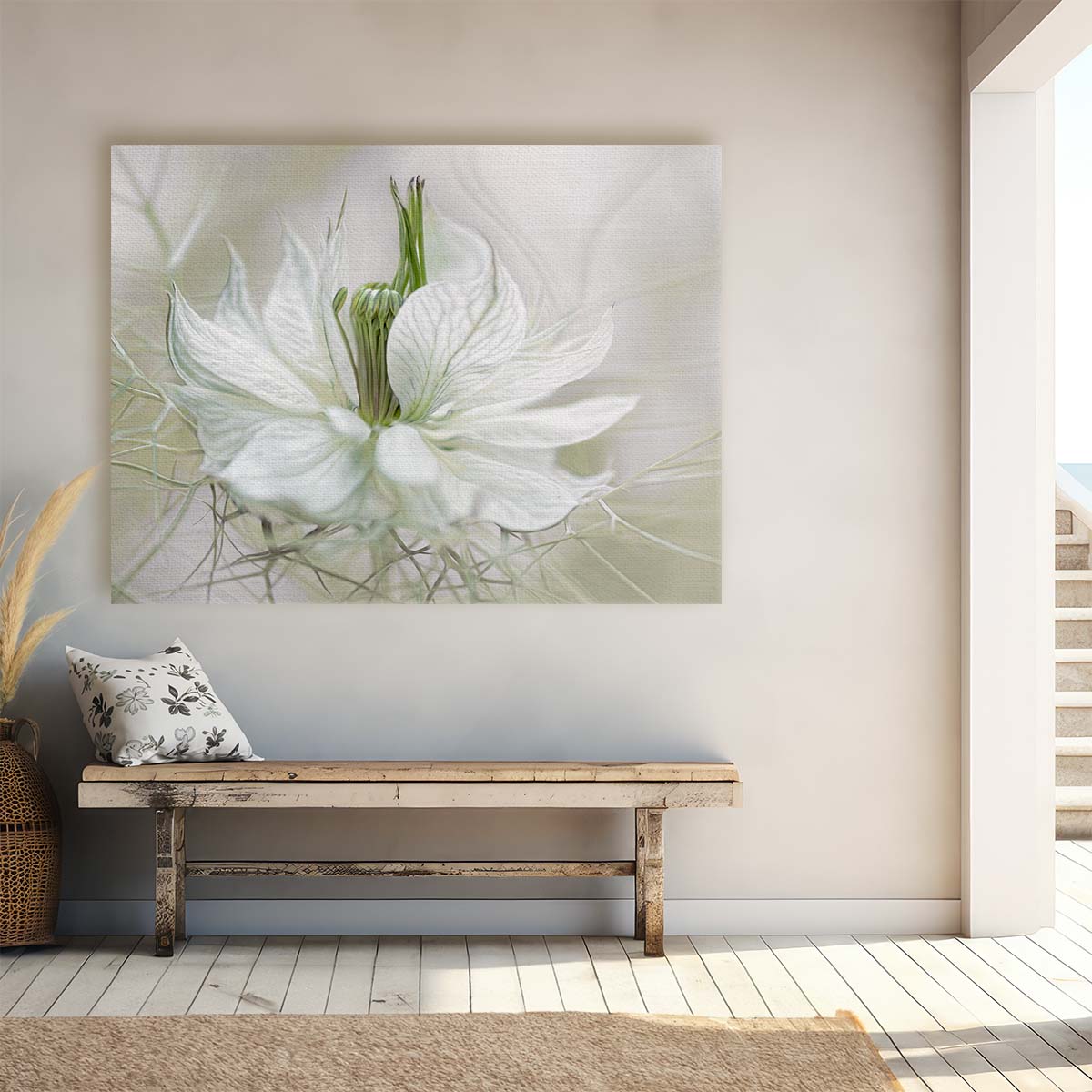 Delicate White Nigella Flower Macro Photography Wall Art