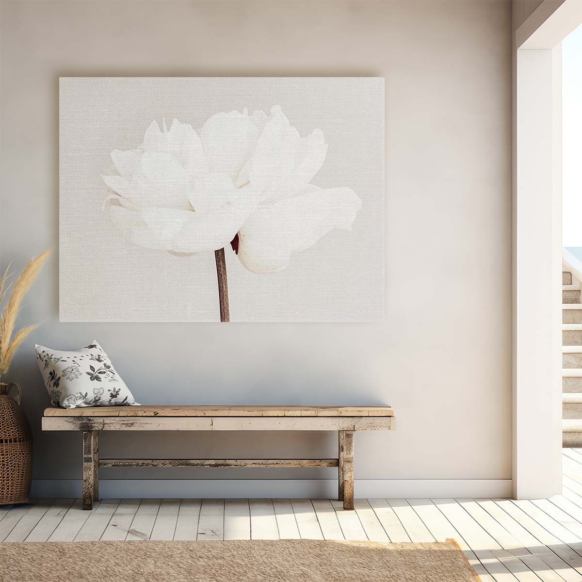 White Peony Bloom & Petals Floral Wall Art by Luxuriance Designs. Made in USA.