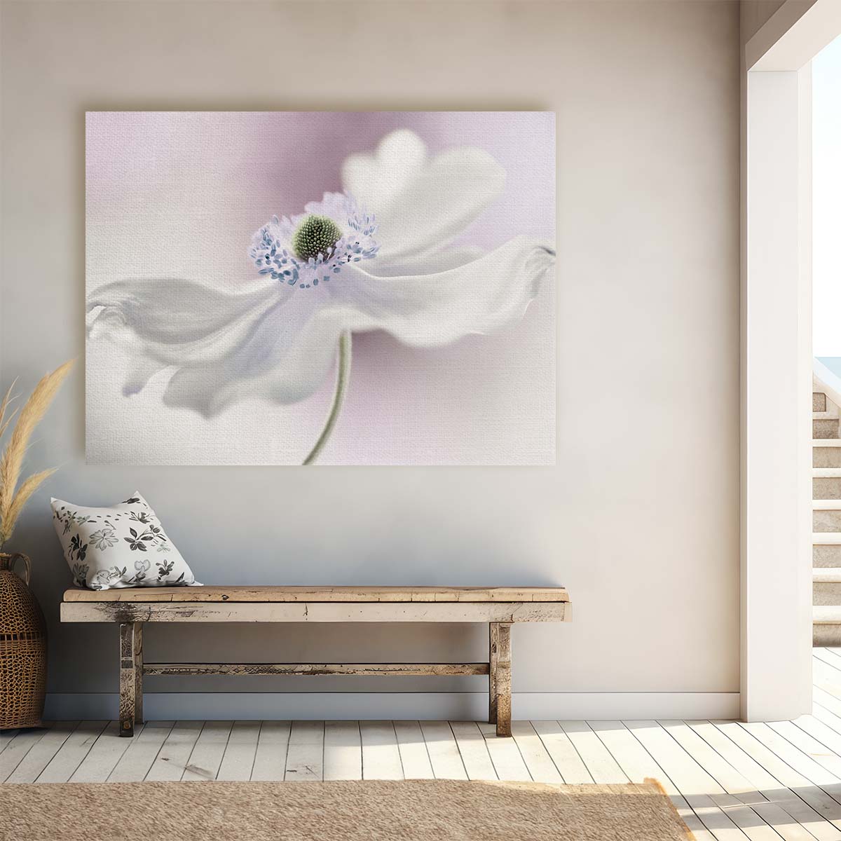Delicate Pink Anemone Macro Floral Wall Art by Luxuriance Designs. Made in USA.