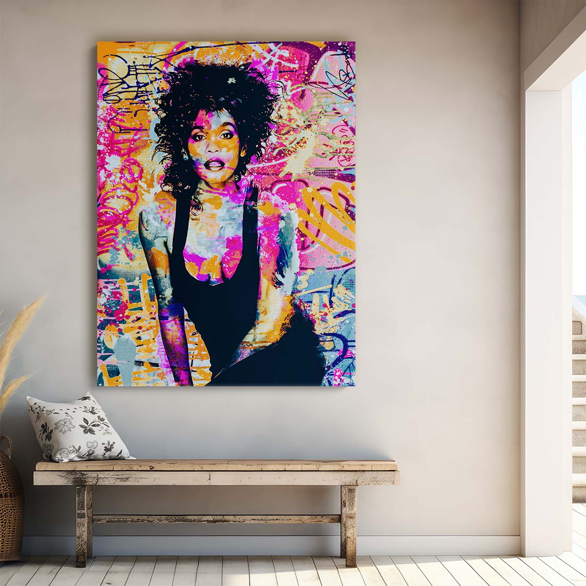 Whitney Houston Graffiti Pop Wall Art by Luxuriance Designs. Made in USA.