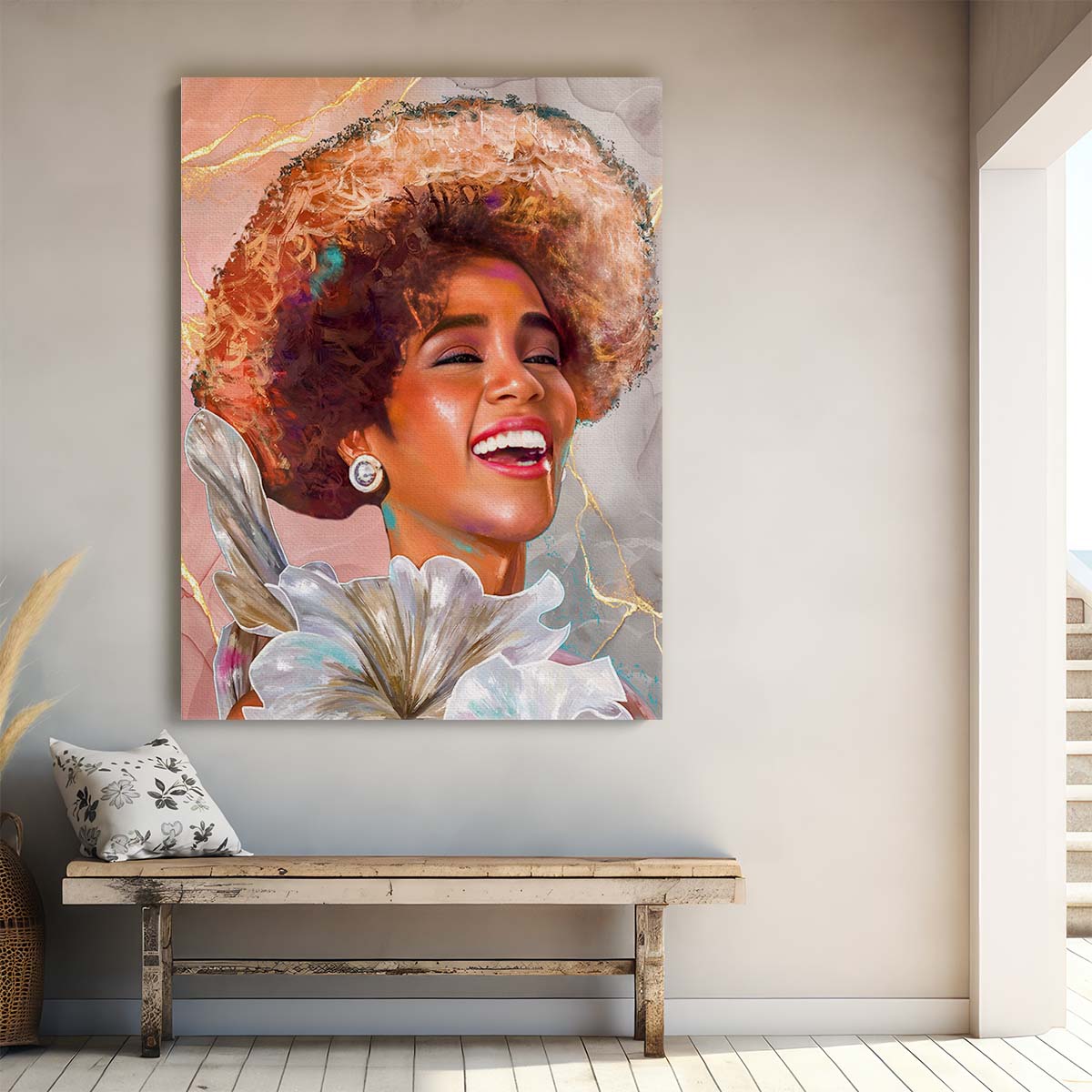 Whitney Houston Portrait Wall Art by Luxuriance Designs. Made in USA.