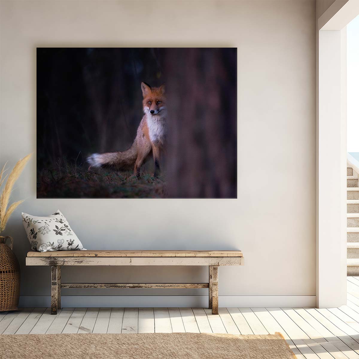 Enigmatic Red Fox Night Forest Wildlife Wall Art by Luxuriance Designs. Made in USA.