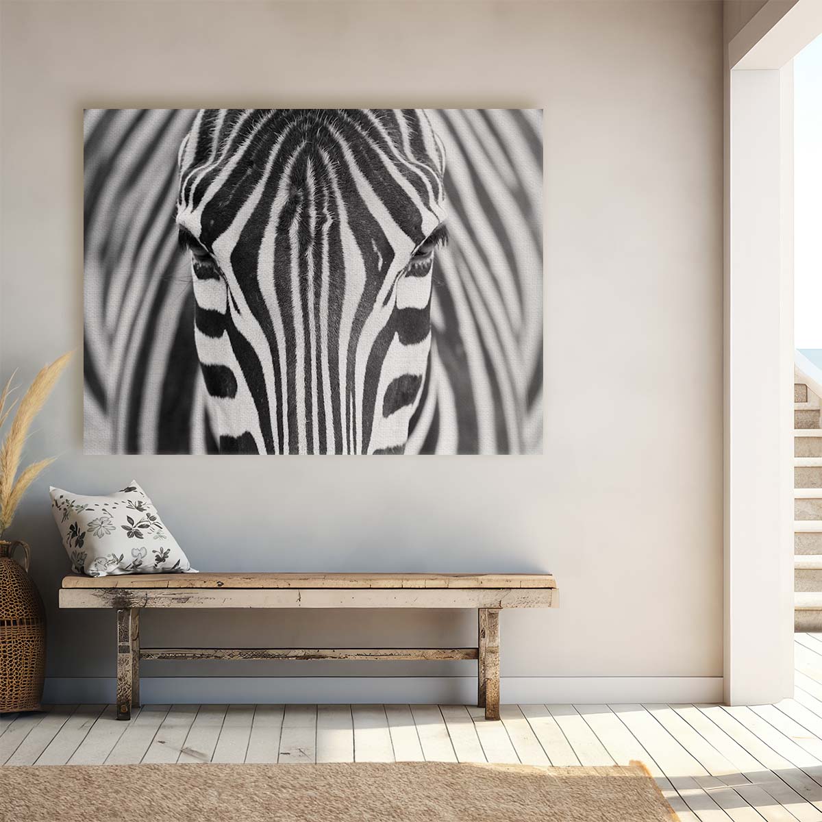 Monochrome Zebra Stripes Abstract Wildlife Wall Art by Luxuriance Designs. Made in USA.