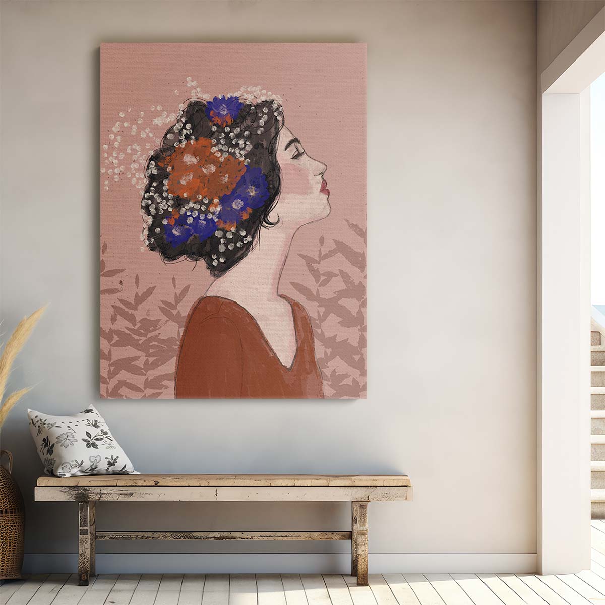 Treechild's Summer Desire Frida Kahlo Inspired Floral Woman Illustration by Luxuriance Designs, made in USA