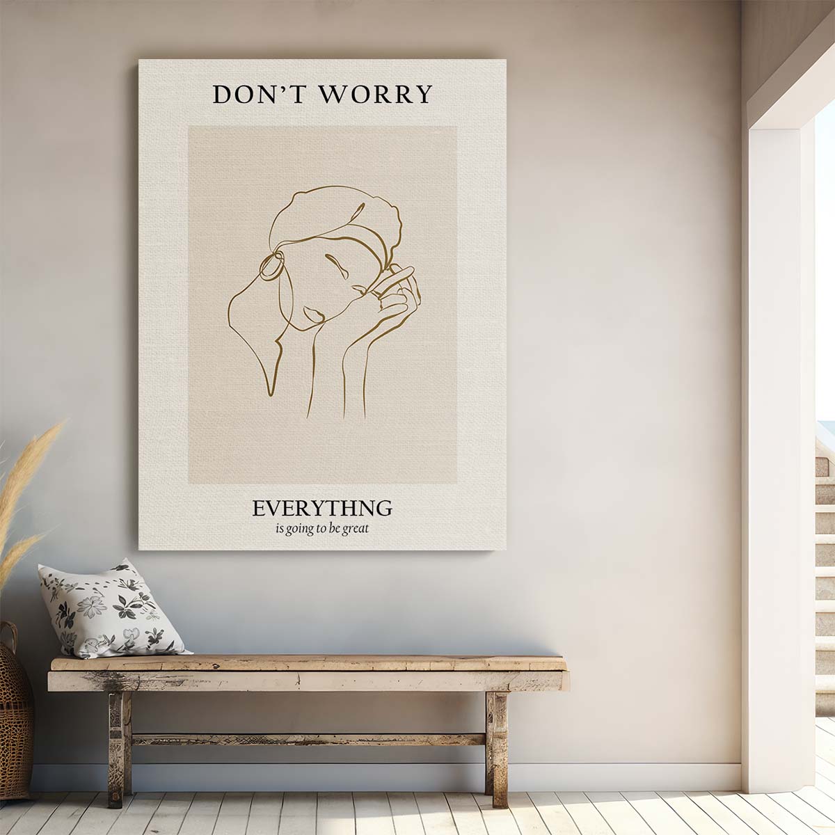 NKTN's Minimalist Line Art Woman Portrait with Motivational Quote by Luxuriance Designs, made in USA