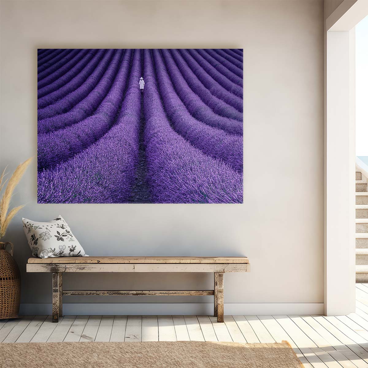 Summer Lavender Field & Woman Perspective Wall Art by Luxuriance Designs. Made in USA.
