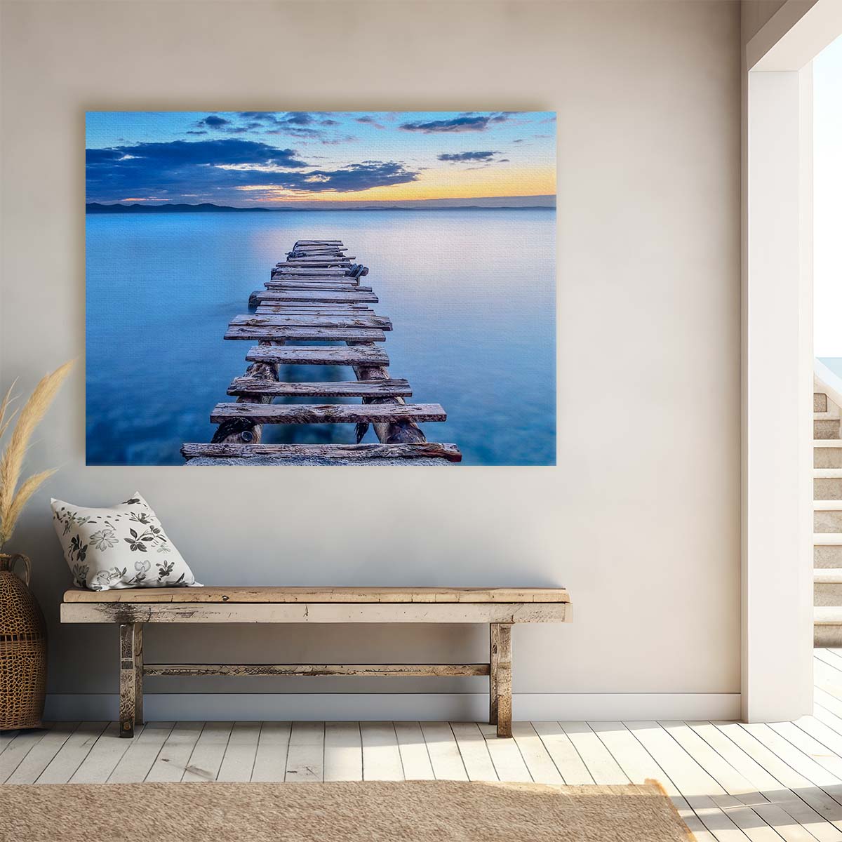 Serene Zadar Pier Seascape Tranquil Ocean Wall Art by Luxuriance Designs. Made in USA.