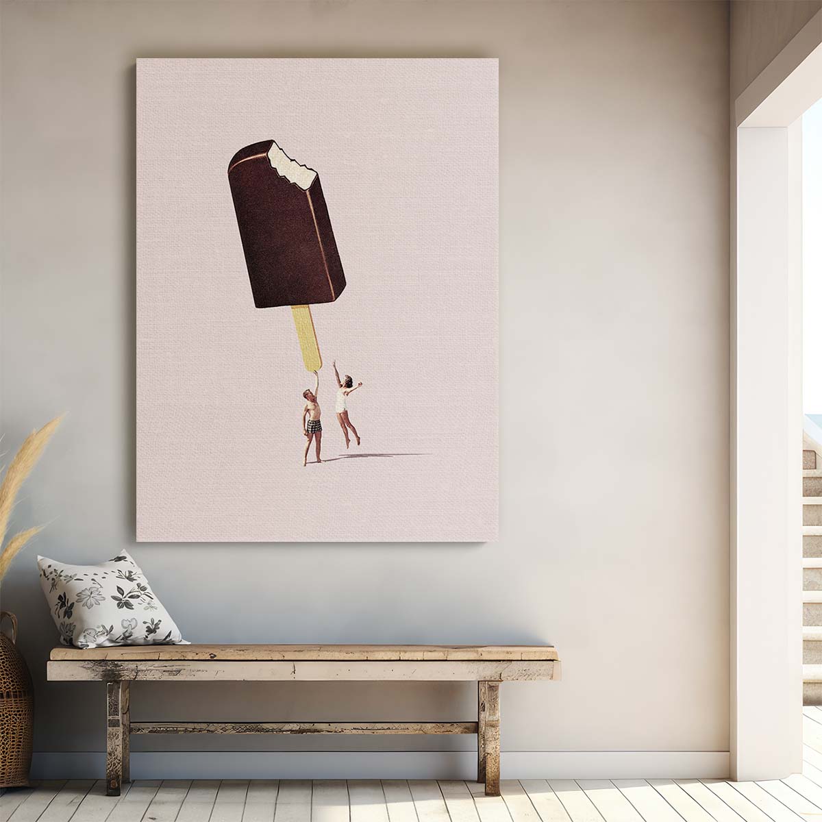 Mid-Century Ice Cream Duo Joyful Illustration Wall Art by Luxuriance Designs, made in USA