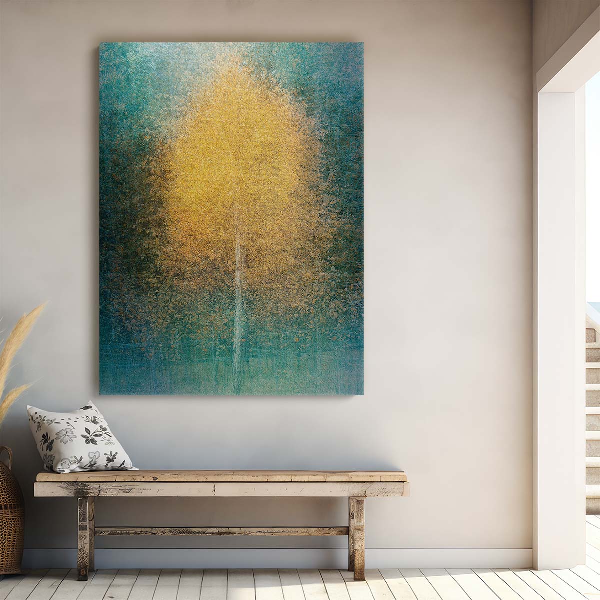 Autumn Forest Landscape Photography - Lonely Yellow Tree in Sweden by Luxuriance Designs, made in USA