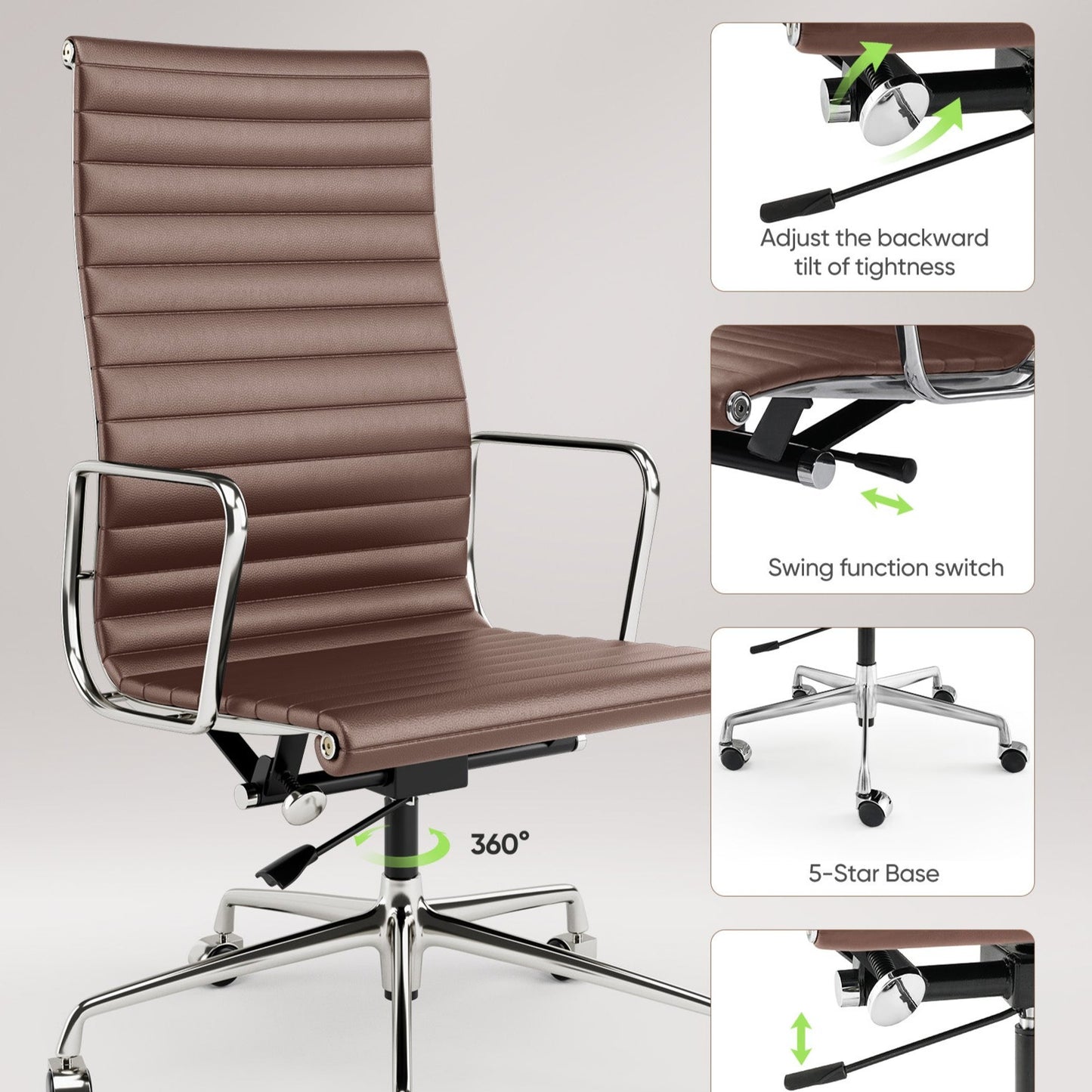 Luxuriance Designs - Eames Aluminum Group Chair - Brown Color Features Detail - Review