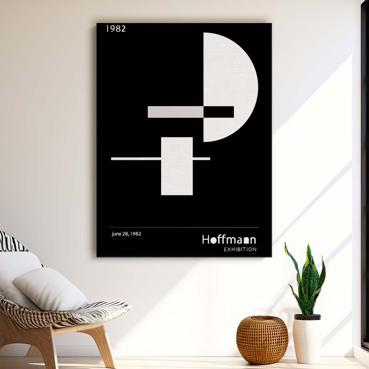 1982 Mid-Century Geometric Hoffmann Illustration Abstract Wall Art by Luxuriance Designs, made in USA