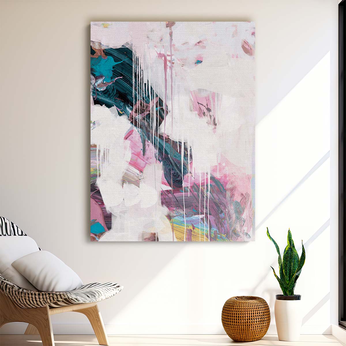 Contemporary Minimalistic Abstract Illustration in Colorful Brush Strokes by Luxuriance Designs, made in USA