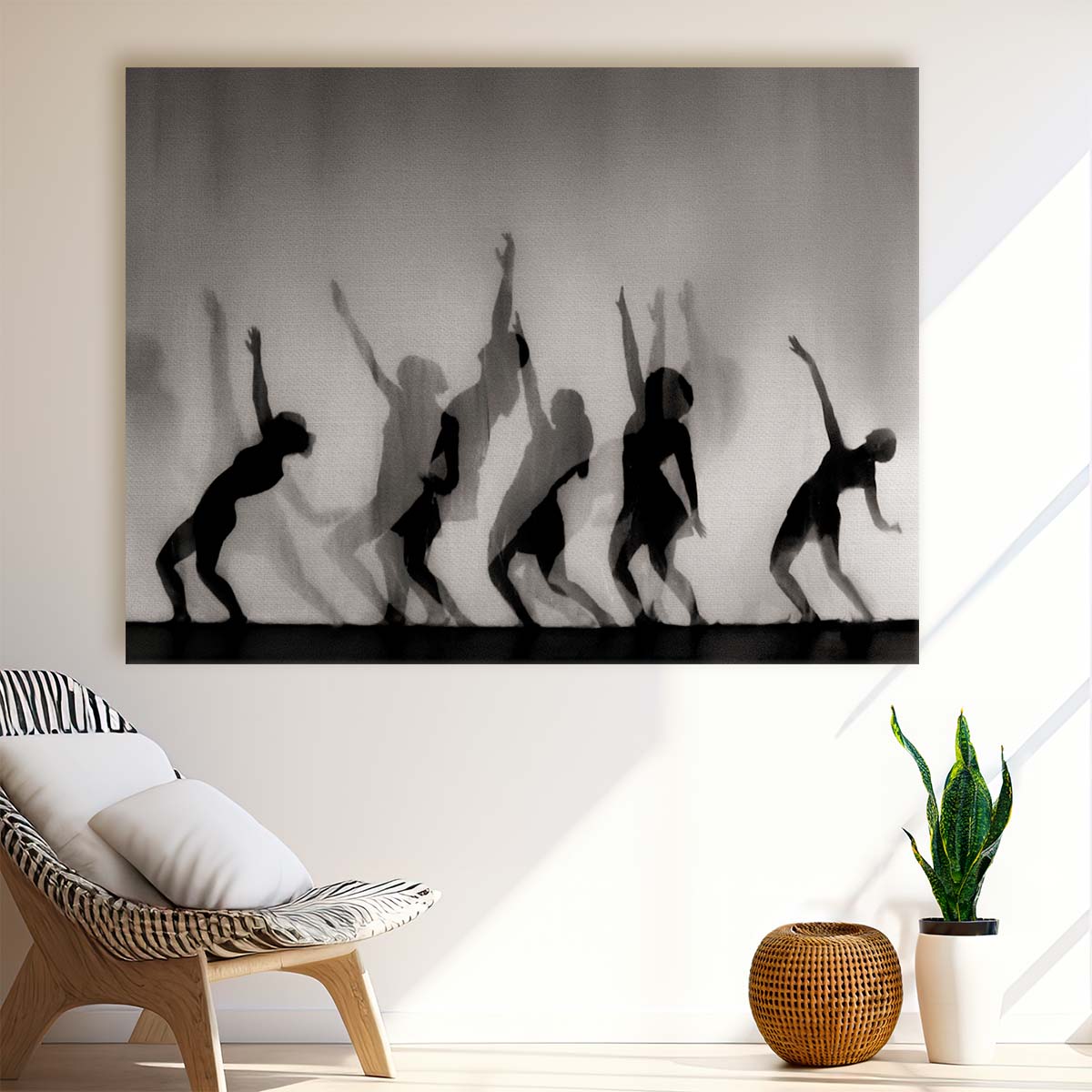 Monochrome Dancer Silhouettes Abstract Wall Art by Luxuriance Designs. Made in USA.