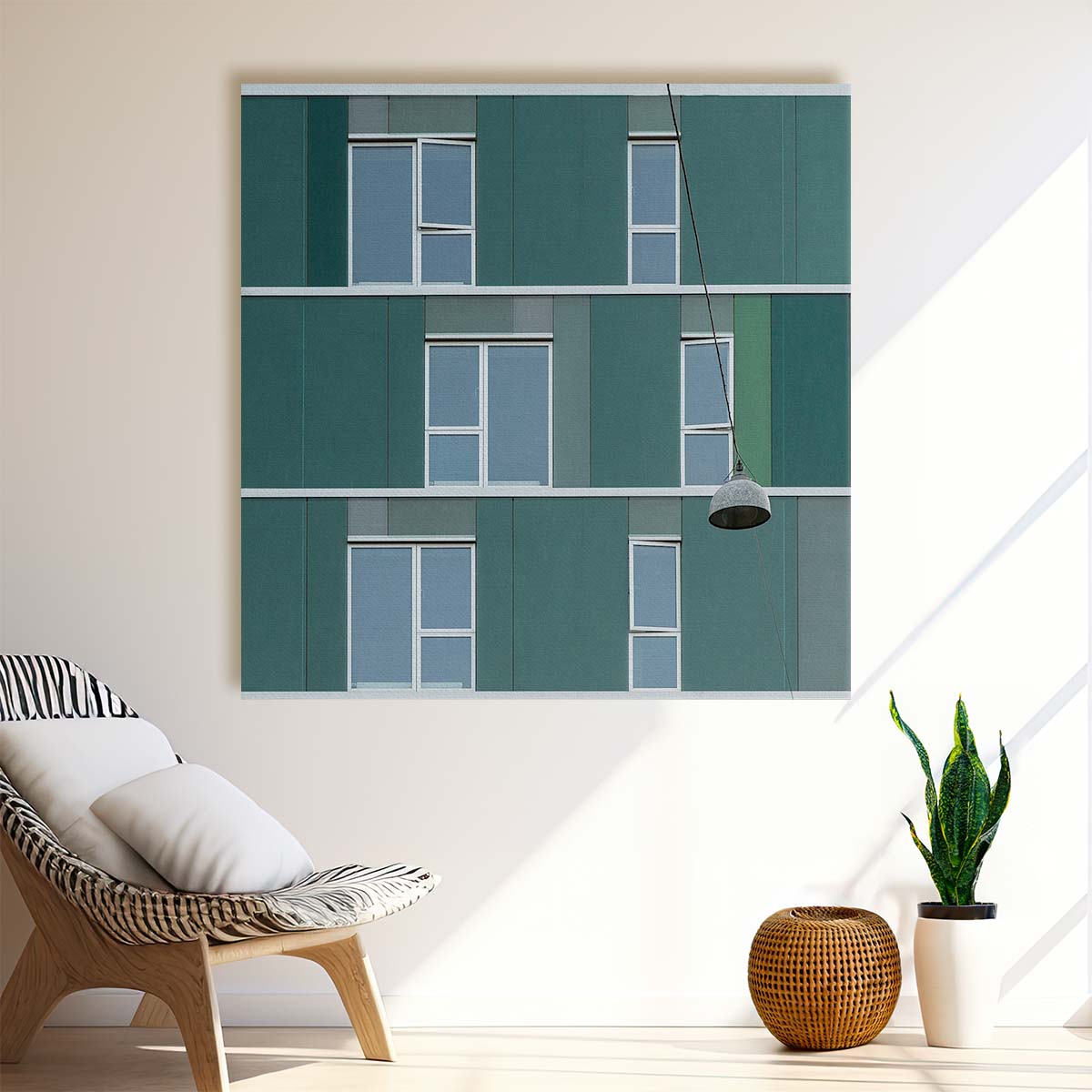 Minimalist Abstract Architecture & Street Lamp Wall Art by Luxuriance Designs. Made in USA.
