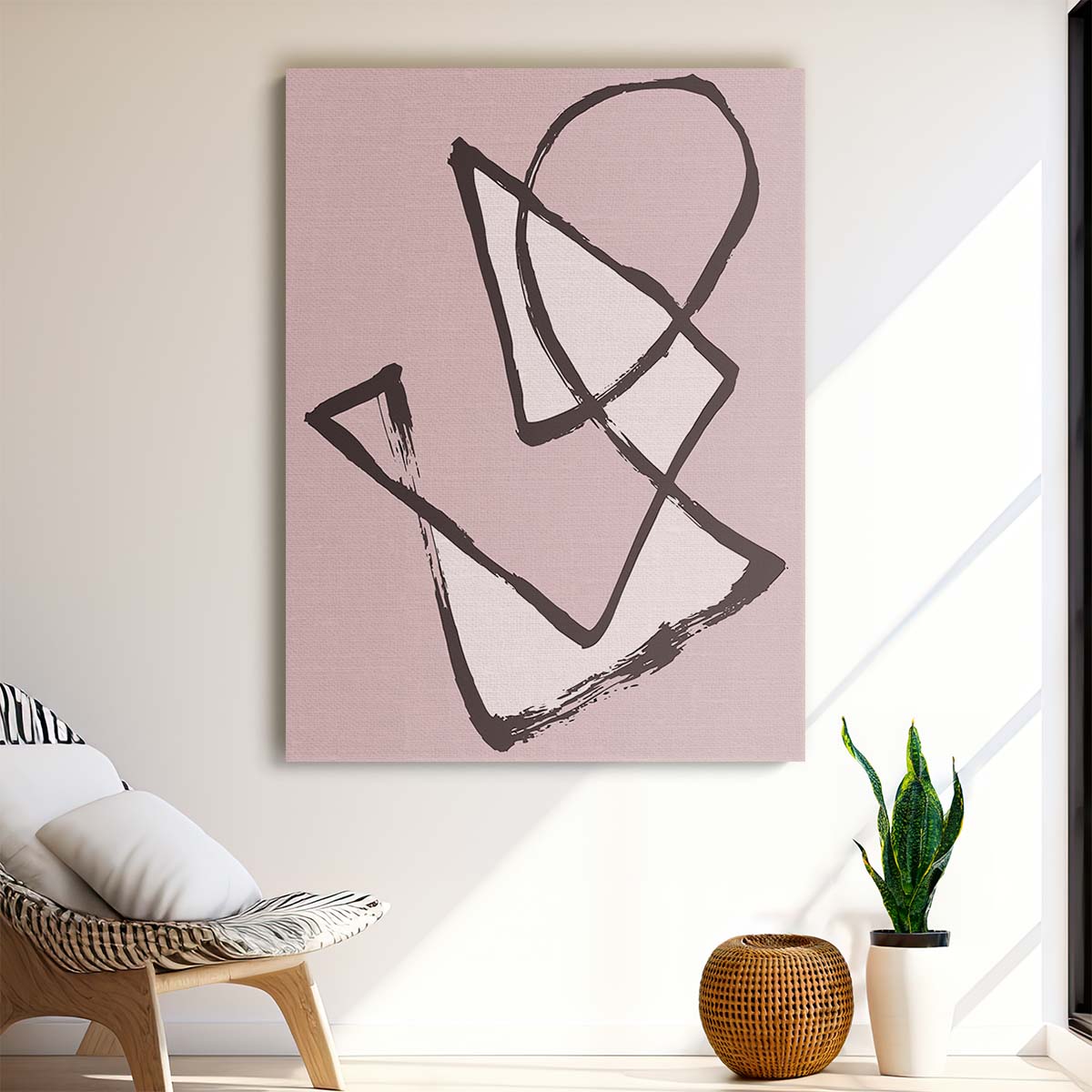 Colourful Abstract Pink Line Art Illustration Wall Decor by Luxuriance Designs, made in USA