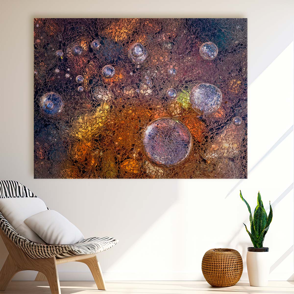 Frozen Cosmos & Autumnal Landscape Abstract Wall Art by Luxuriance Designs. Made in USA.