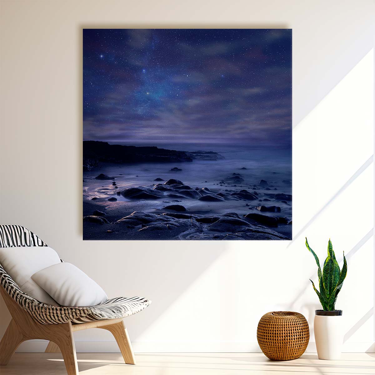 Serenity of the Sea & Starlit Sky Photography Wall Art by Luxuriance Designs. Made in USA.