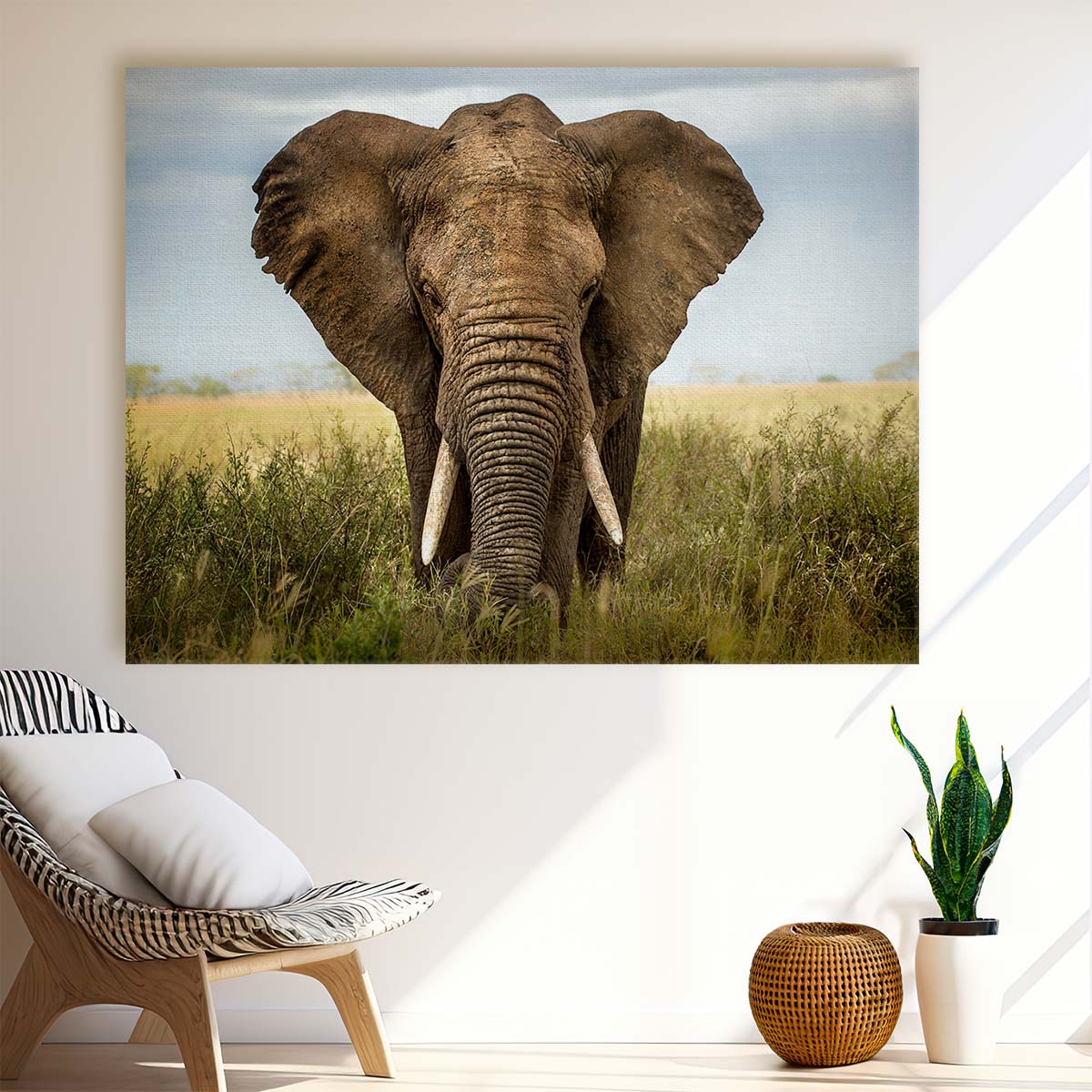 Serengeti Elephant Wisdom Majestic Wildlife Wall Art by Luxuriance Designs. Made in USA.