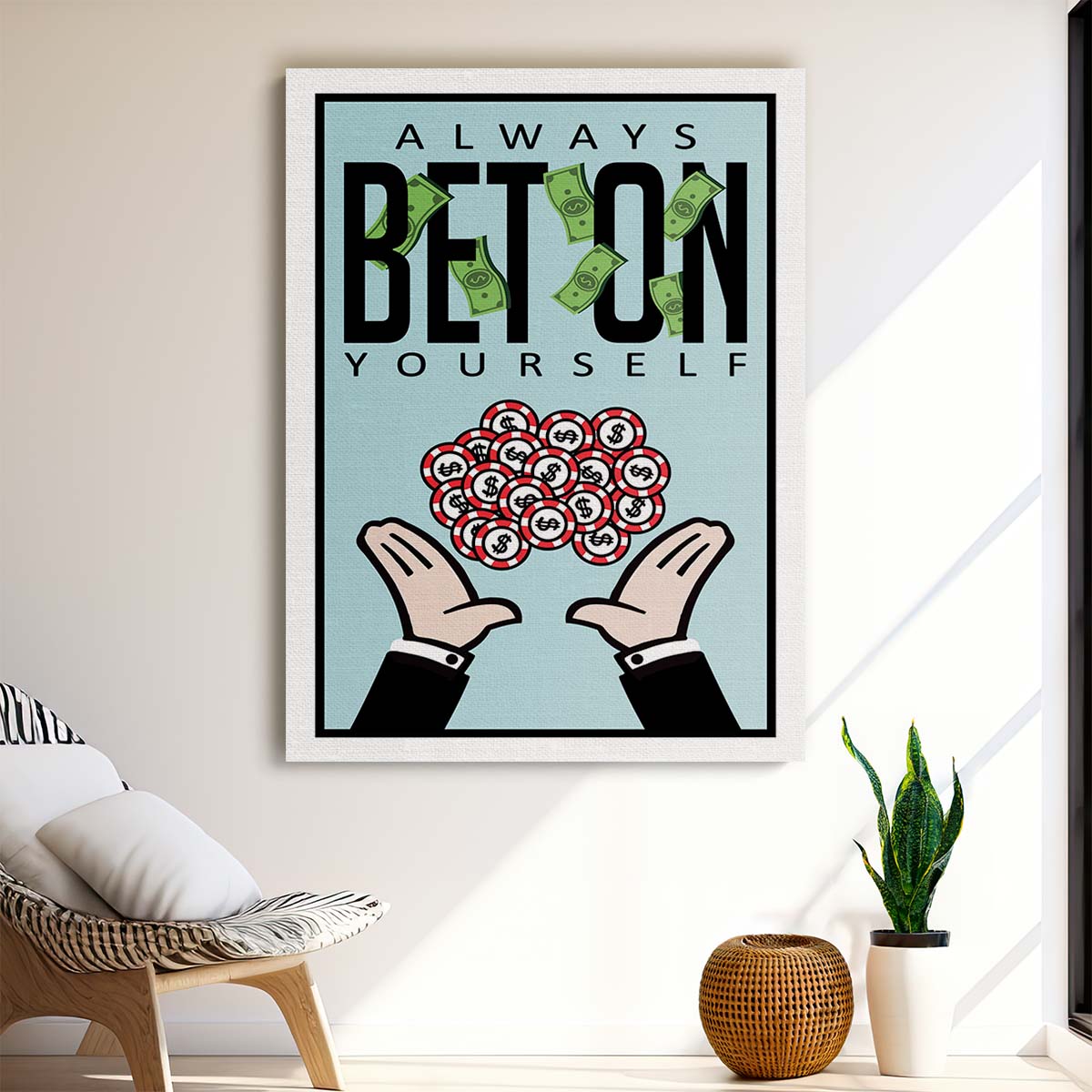 Always Bet On Yourself Alec Monopoly Wall Art by Luxuriance Designs. Made in USA.