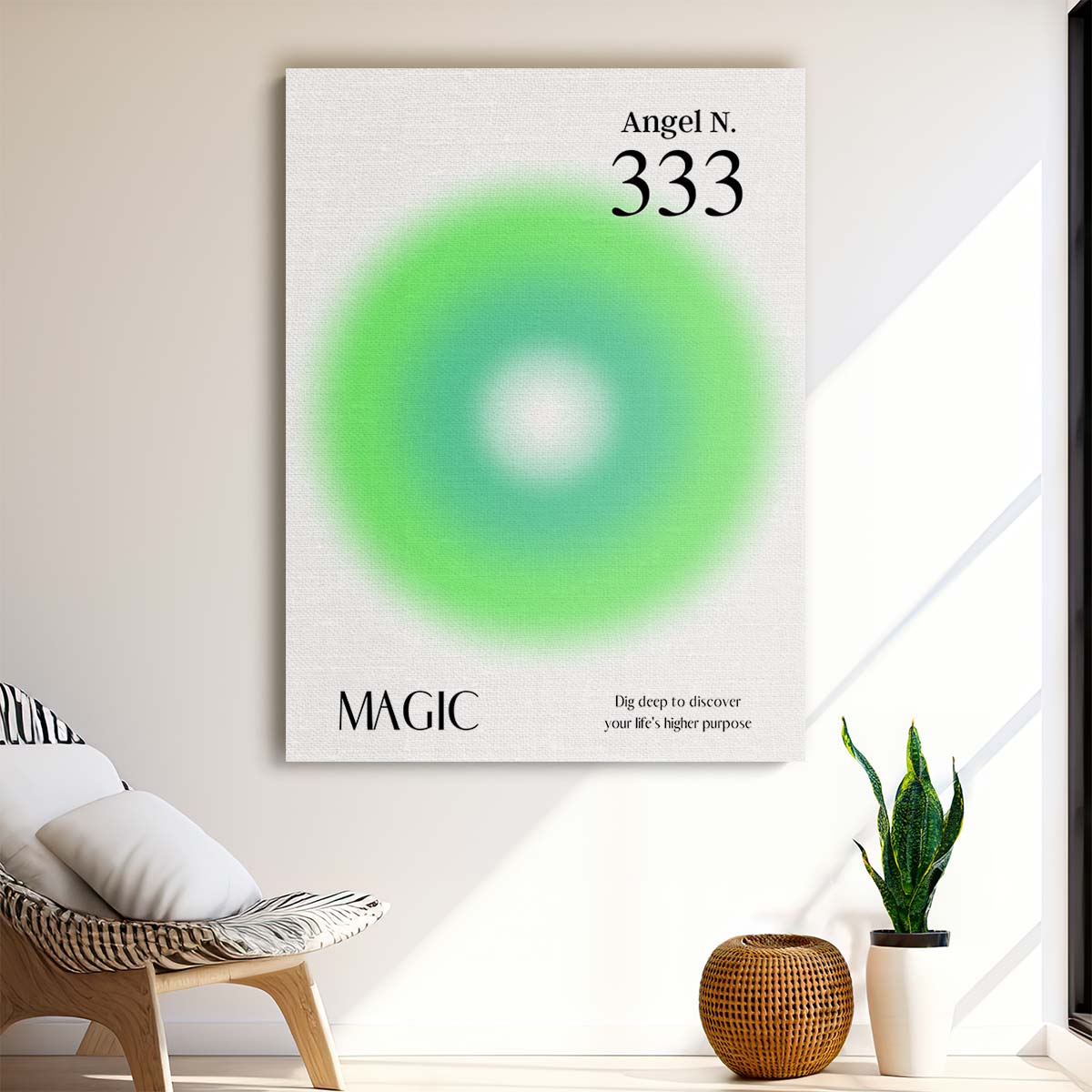 Colorful Angel Number 333 Illustration - Inspirational Manifestation Poster by Luxuriance Designs, made in USA