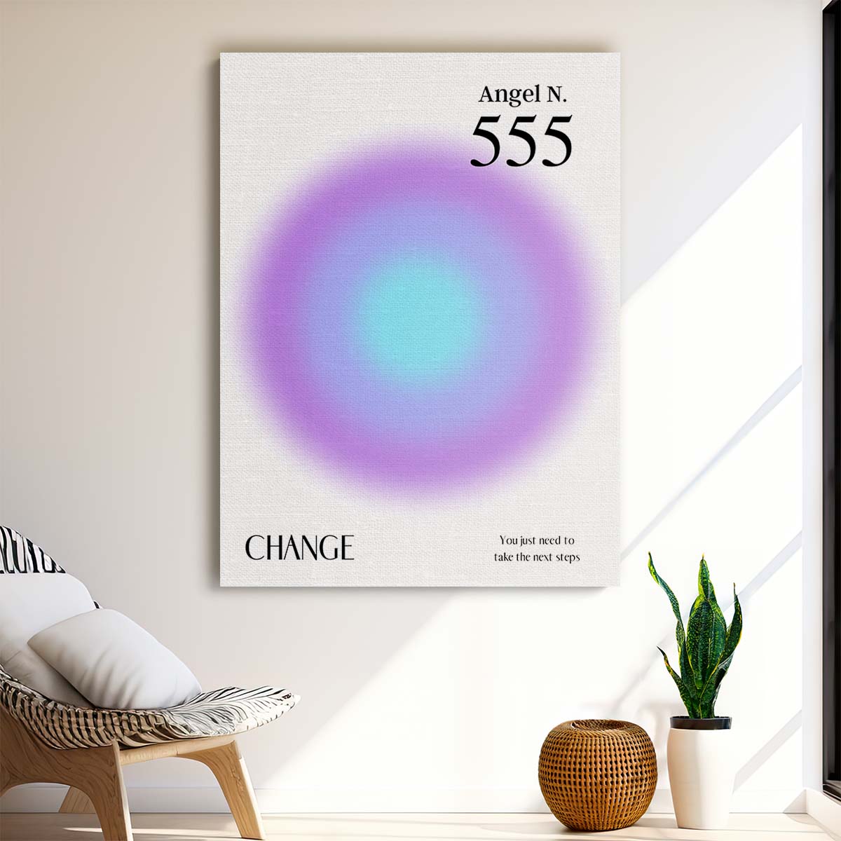 Angel Number 555 Meaning Colorful Motivational Illustration Artwork by Luxuriance Designs, made in USA