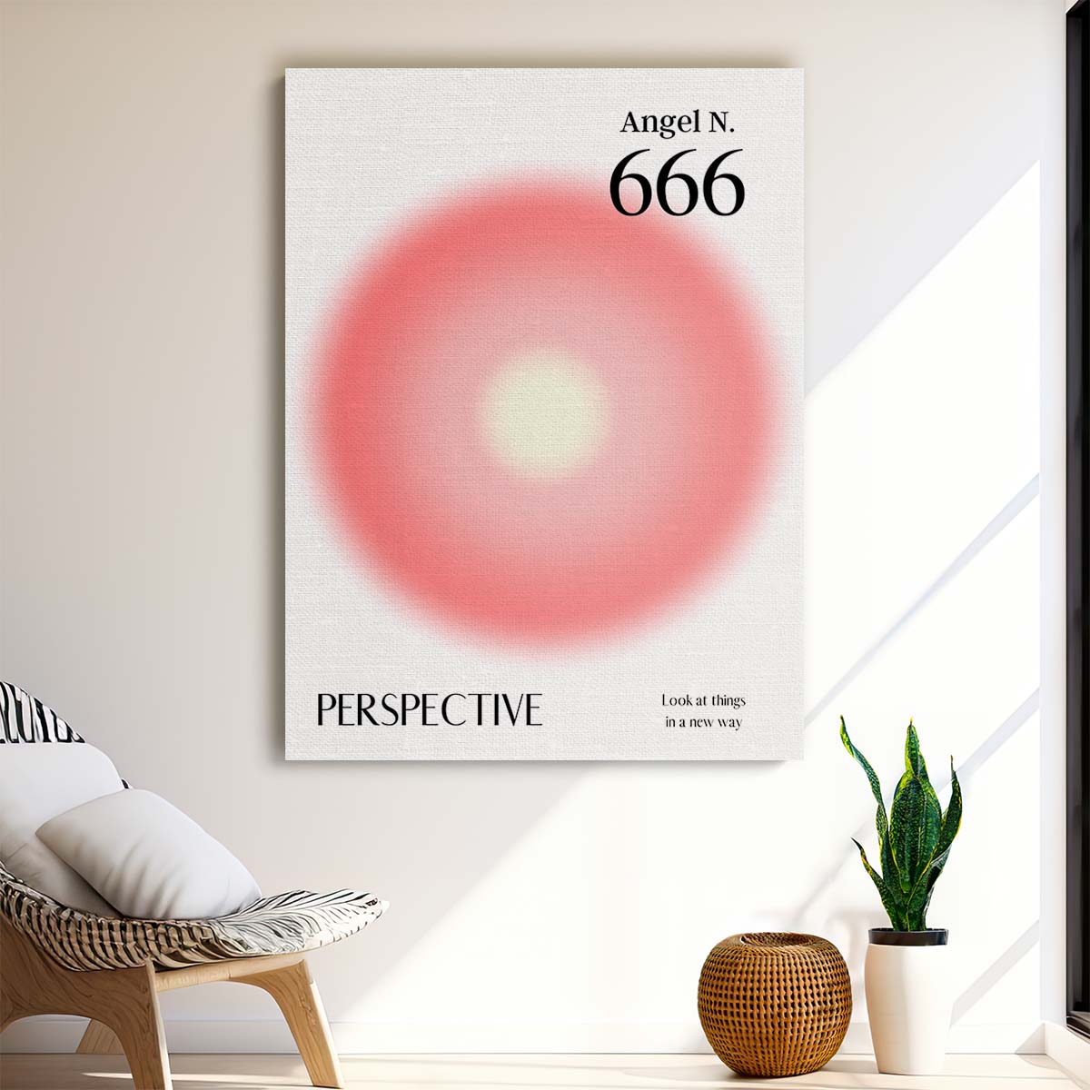 Colorful Angel Number 666 Illustration Positive Energy Manifestation Wall Art by Luxuriance Designs, made in USA