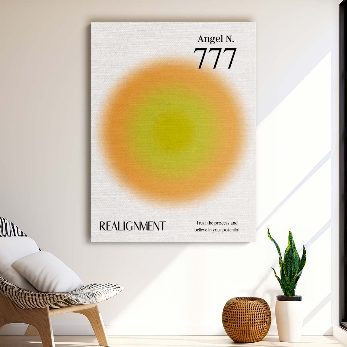 Illustrated Angel Number 777 Manifestation Art with Inspirational Quote by Luxuriance Designs, made in USA