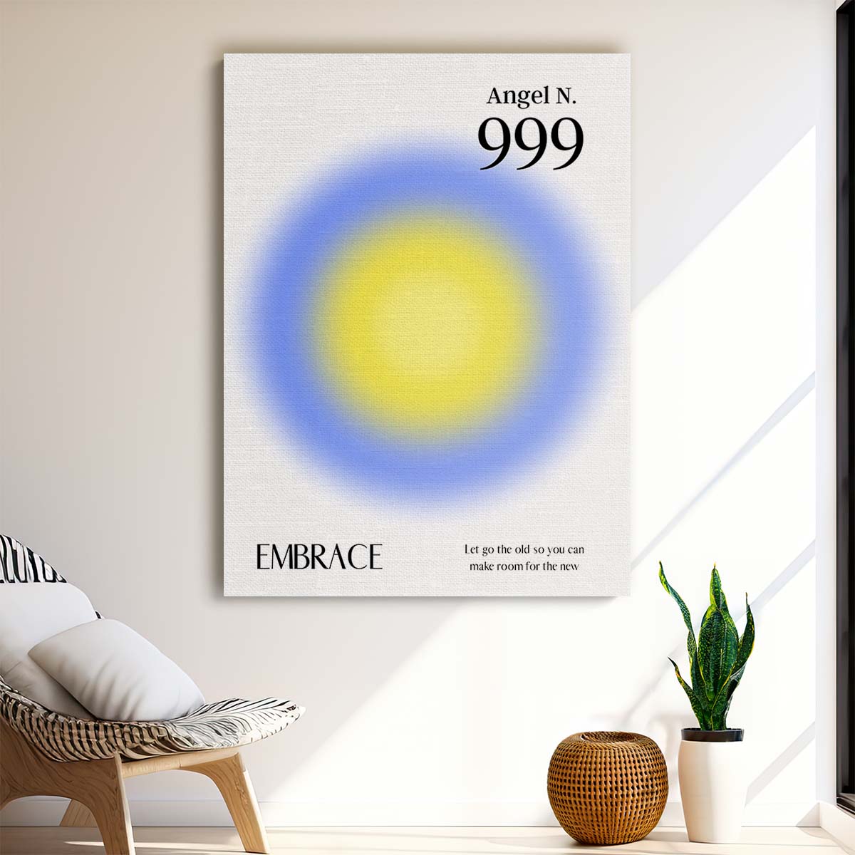 Colorful Angel Number 999 Illustration Positive Energy Manifestation Poster by Luxuriance Designs, made in USA