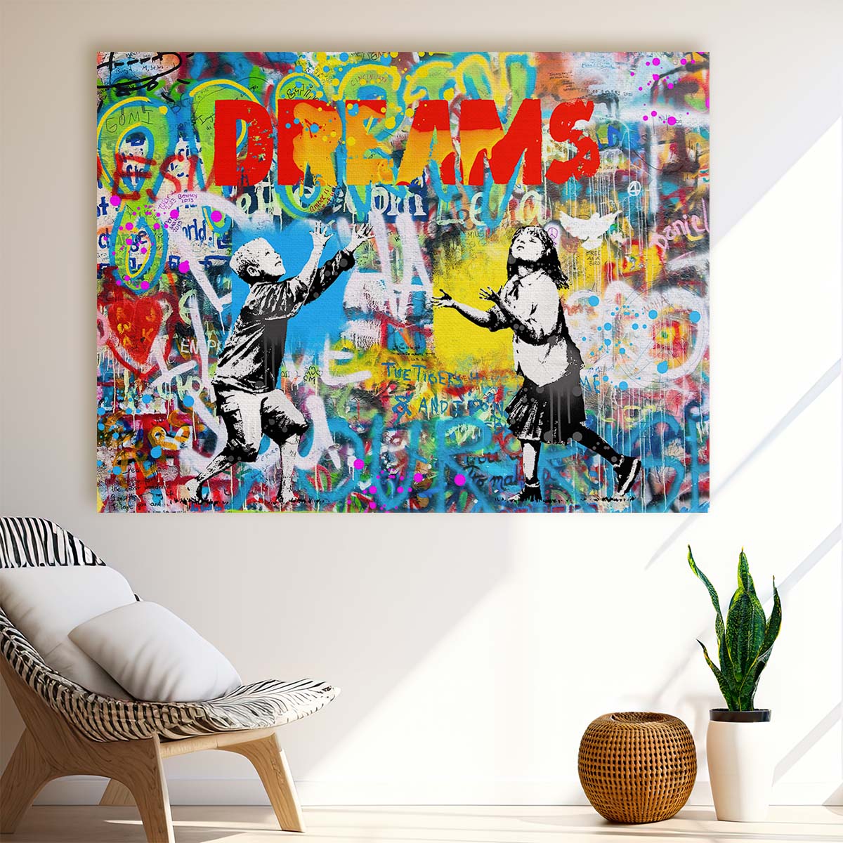 Banksy Dreams Graffiti Wall Art by Luxuriance Designs. Made in USA.