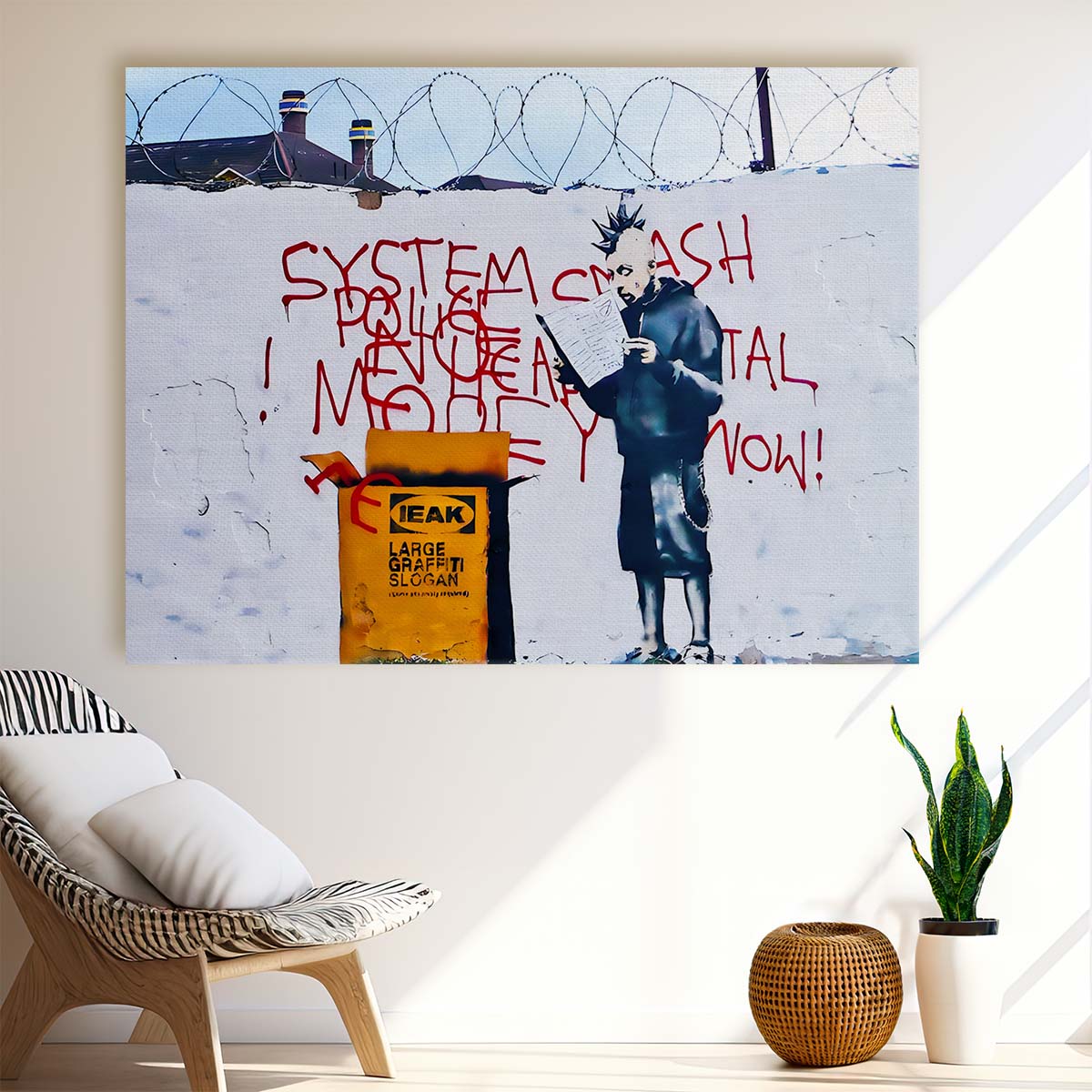 Banksy System Crash Ikea Punk Wall Art by Luxuriance Designs. Made in USA.