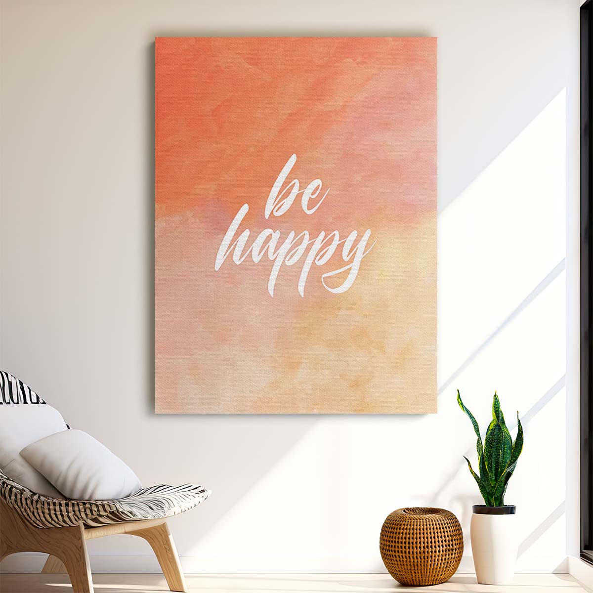Be Happy Quote Wall Art by Luxuriance Designs. Made in USA.