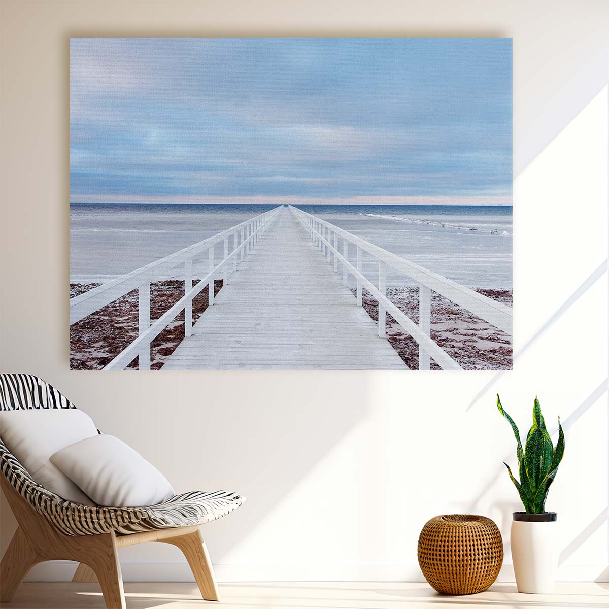 Malmo Pier Seascape Coastal Bridge Wall Art by Luxuriance Designs. Made in USA.