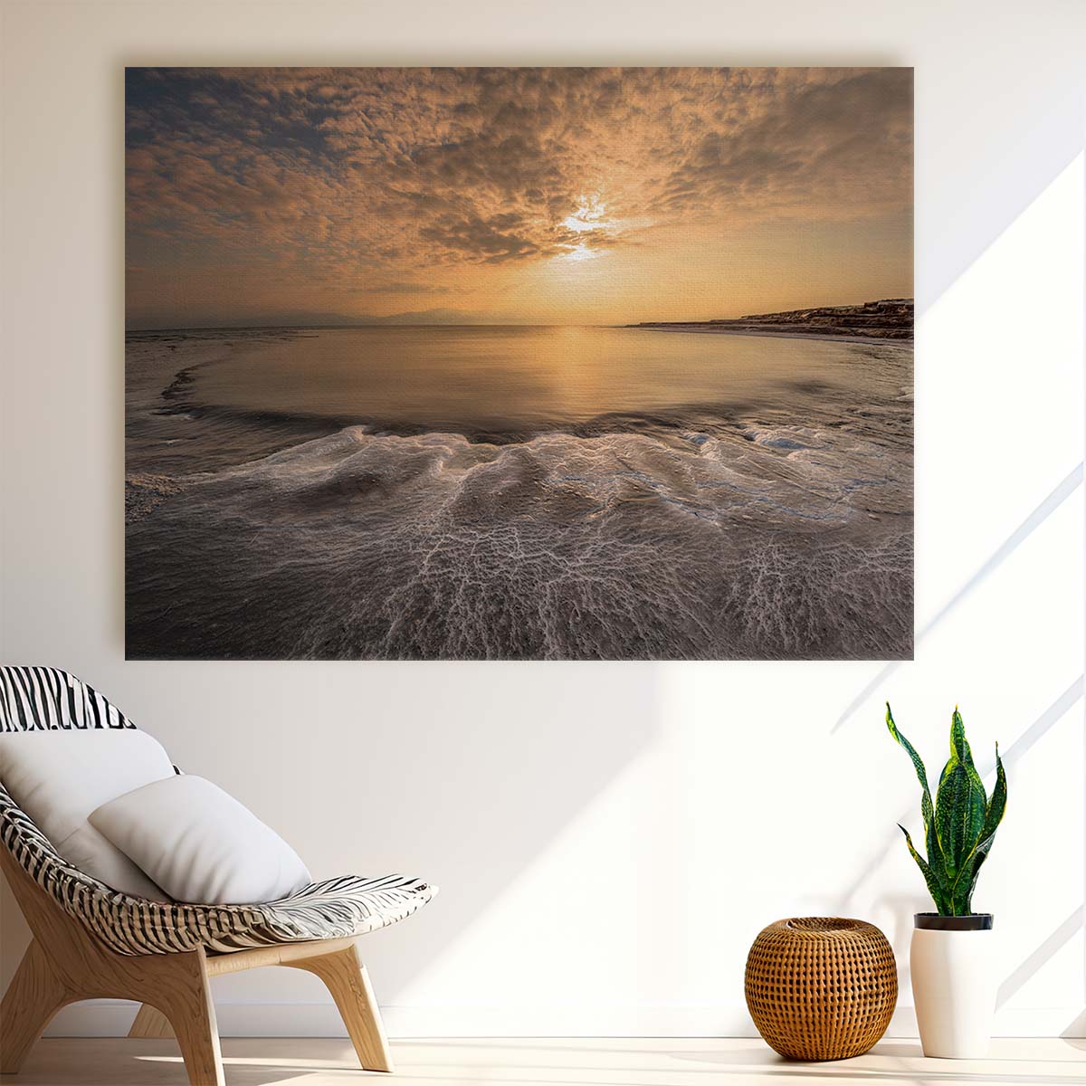 Coastal Sunset Seascape Ocean & Beach Wall Art by Luxuriance Designs. Made in USA.