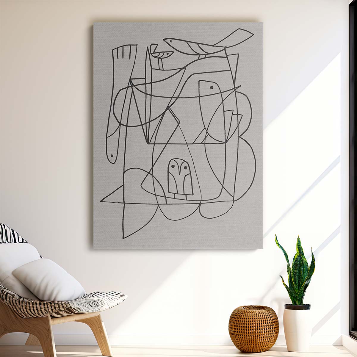 Minimalistic Abstract Bird Illustration by Dan Hobday, Modern Geometric Art by Luxuriance Designs, made in USA