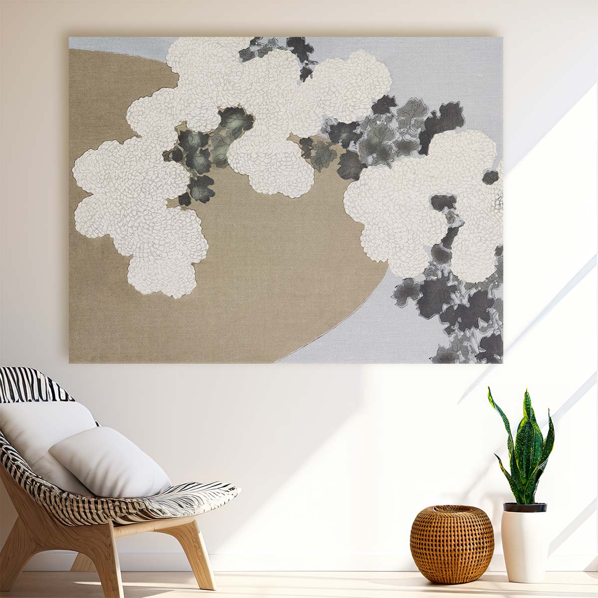 Vintage Sekka Momoyogusa Japanese Blossom Floral Wall Art by Luxuriance Designs. Made in USA.