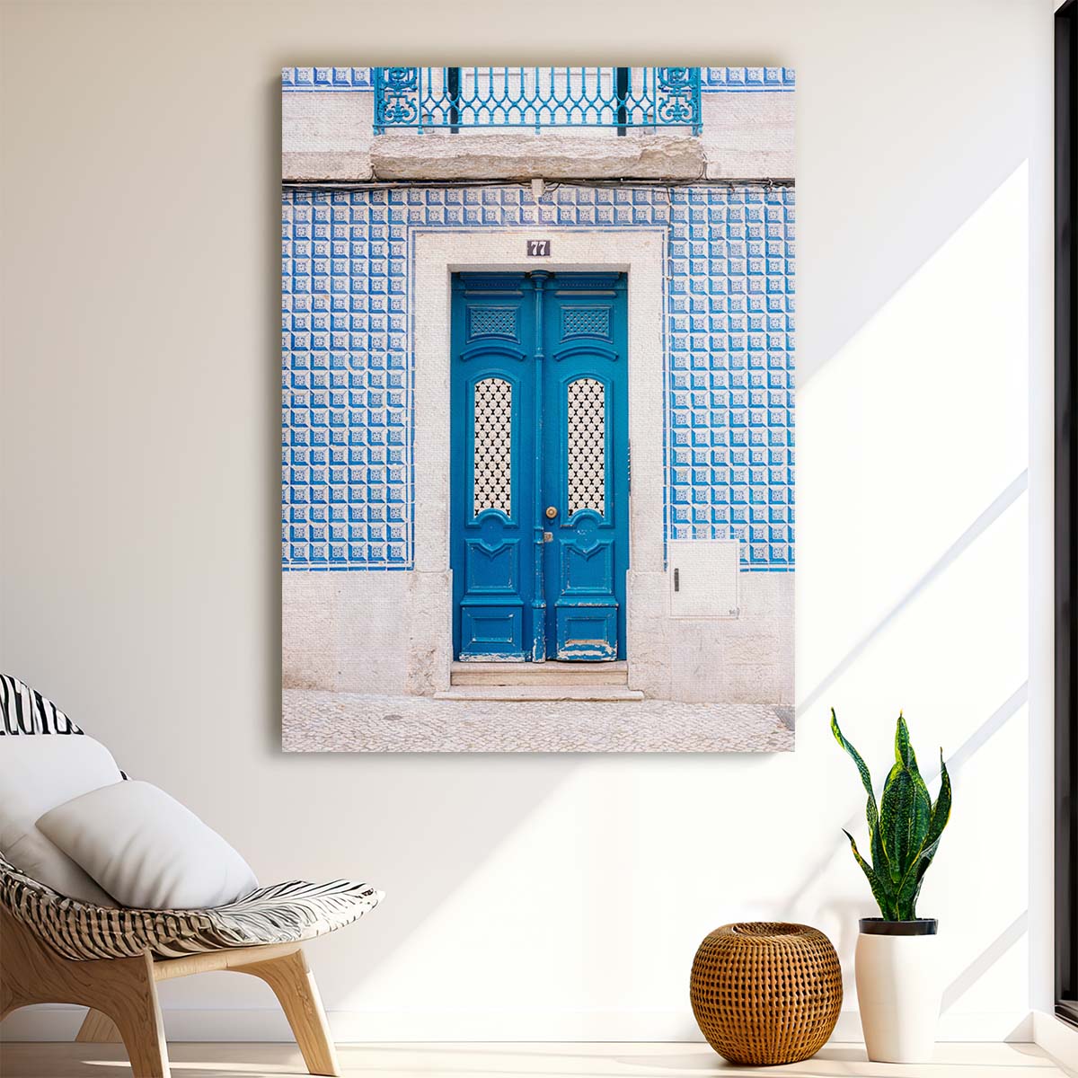 Lisbon, Portugal Blue Door Architecture Photography Wall Art by Luxuriance Designs, made in USA