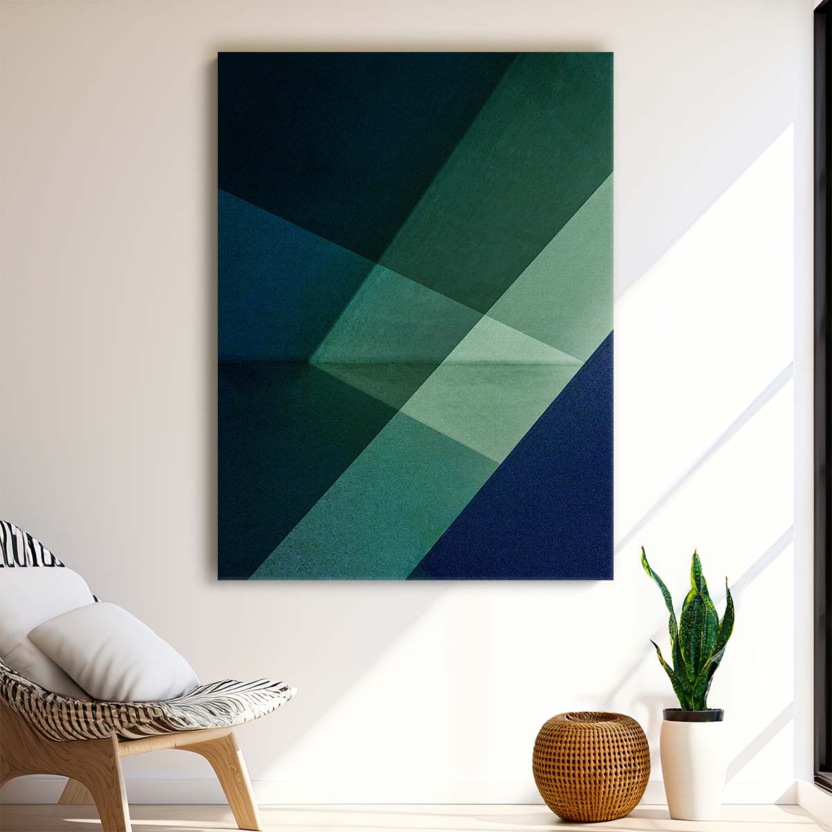 Minimalistic Lisbon Abstract Photography Blue-Green Geometric Shadows by Luxuriance Designs, made in USA