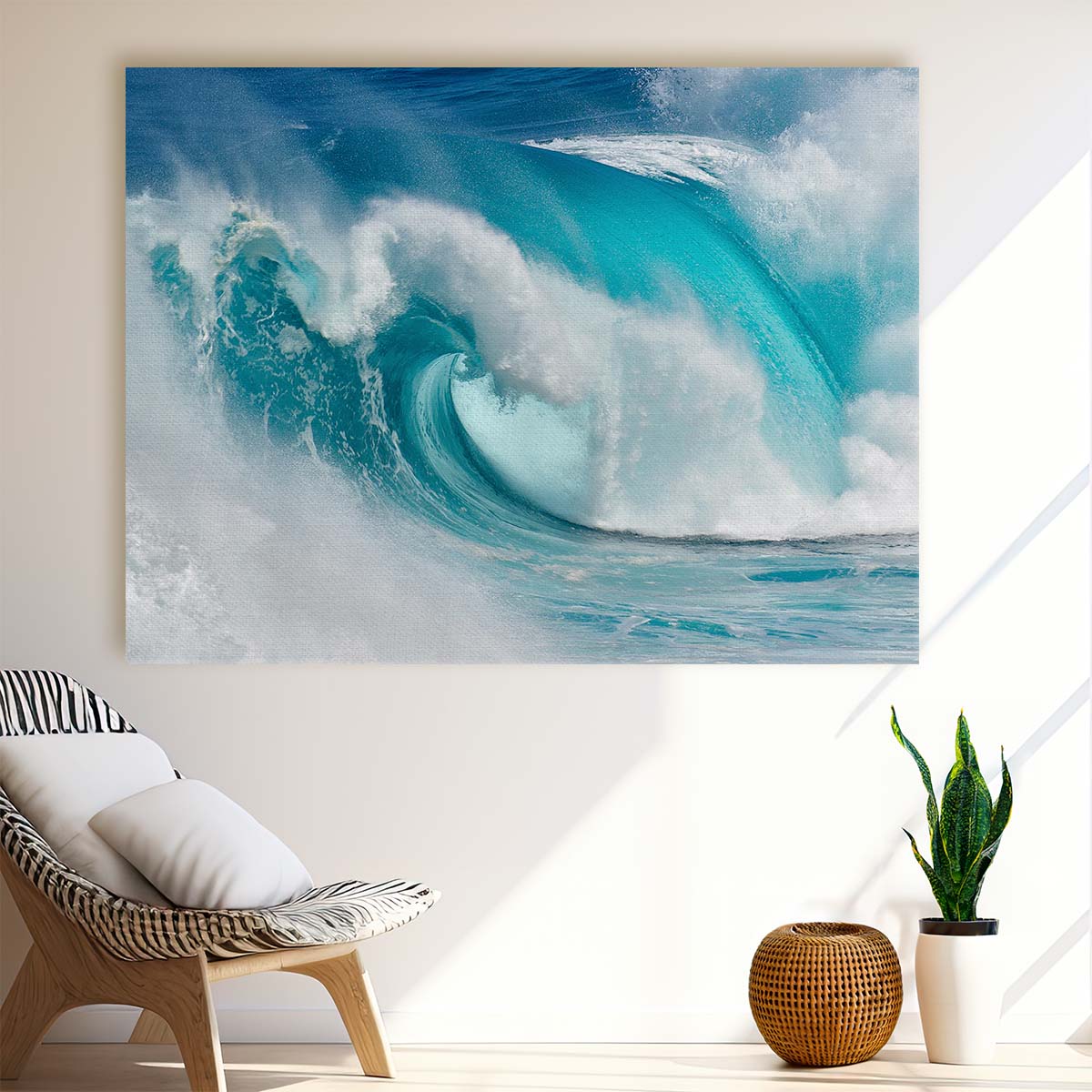 Turquoise Ocean Wave Splash Seascape Photography Wall Art