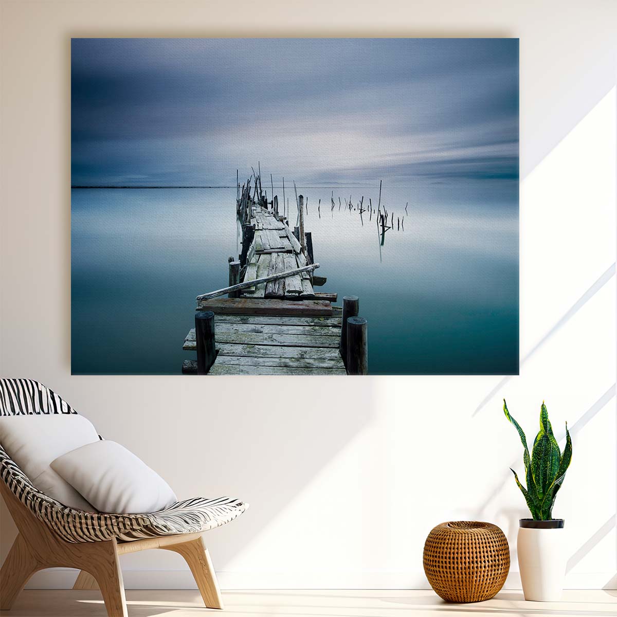 Serene Carrasqueira Pier Seascape Tranquility Wall Art by Luxuriance Designs. Made in USA.