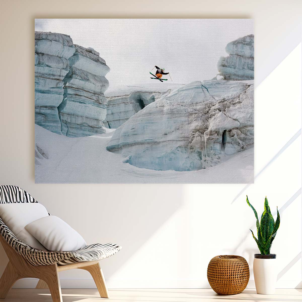Extreme Freeski Action in Chamonix Alps Wall Art by Luxuriance Designs. Made in USA.