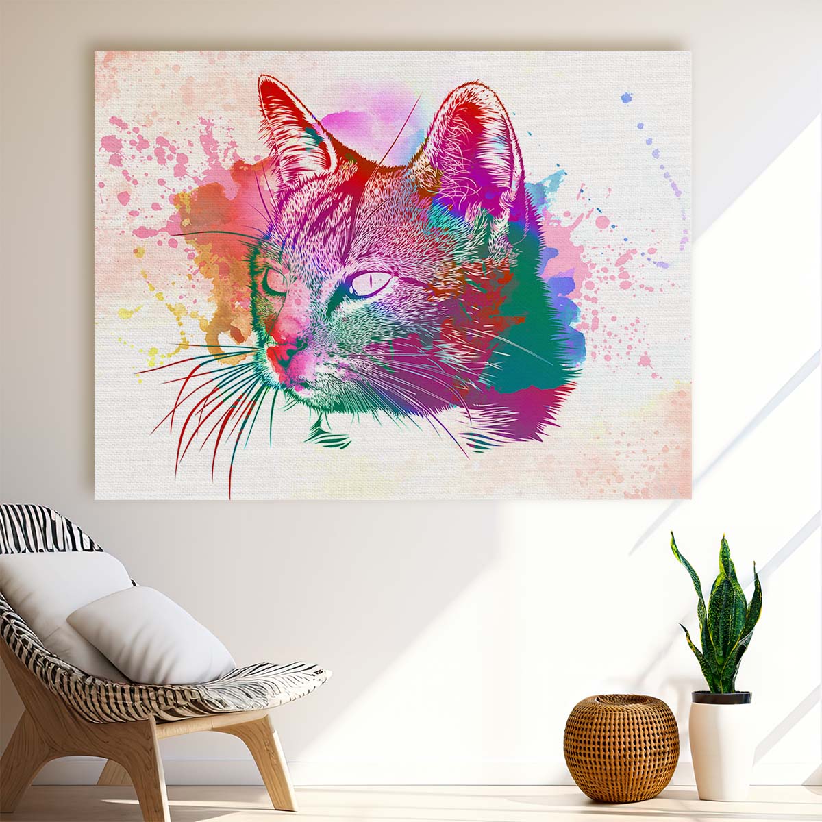 Cat Watercolor Painting Wall Art by Luxuriance Designs. Made in USA.