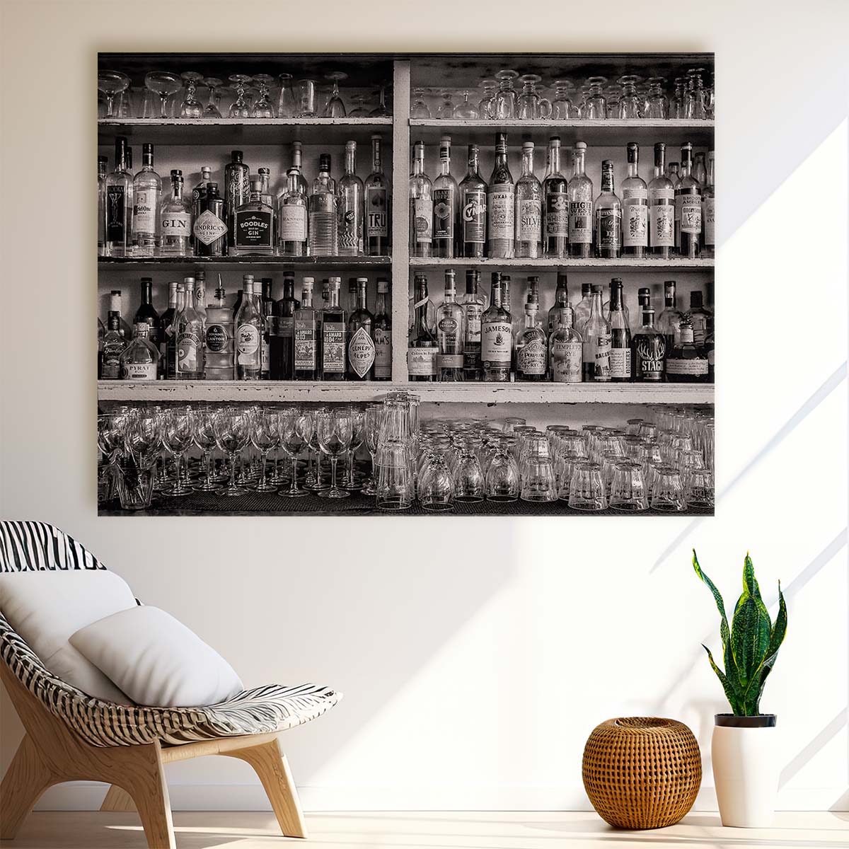 Monochrome Cocktail Bar Still Life Photography Wall Art