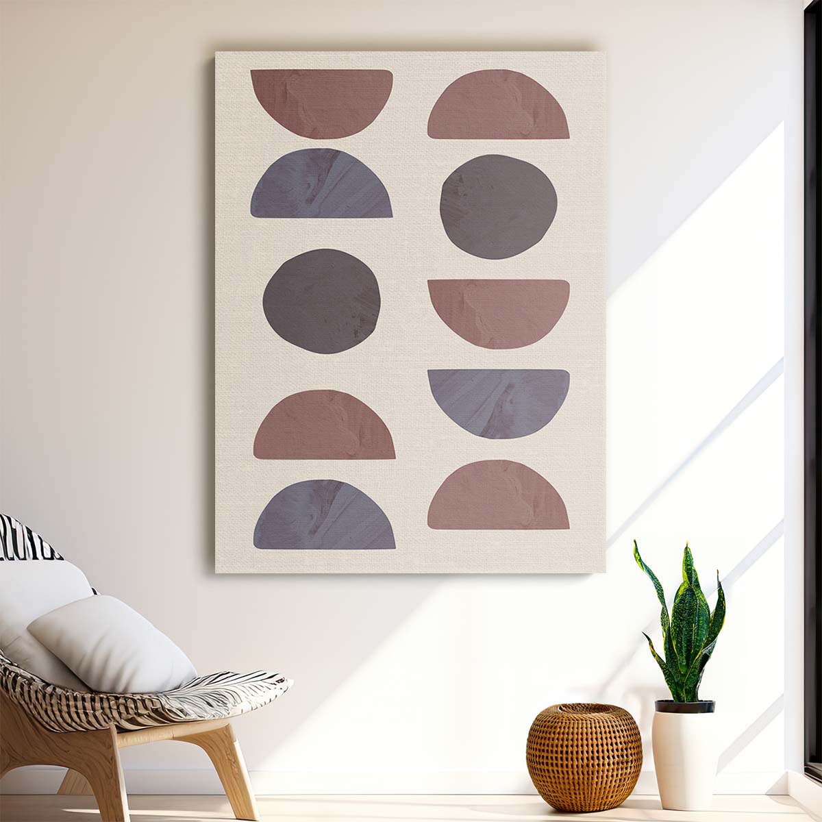 Geometric Abstract Beige Illustration - Graphic Shapes Collage Wall Art by Luxuriance Designs, made in USA