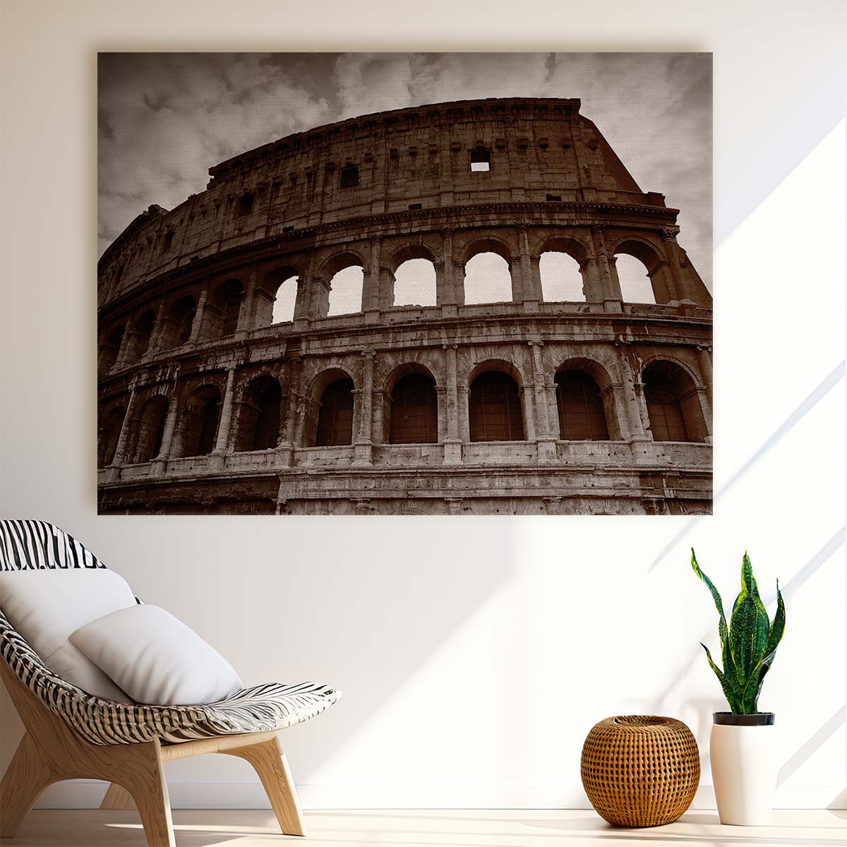 Iconic Colosseum Rome Ruins Monochrome Wall Art by Luxuriance Designs. Made in USA.