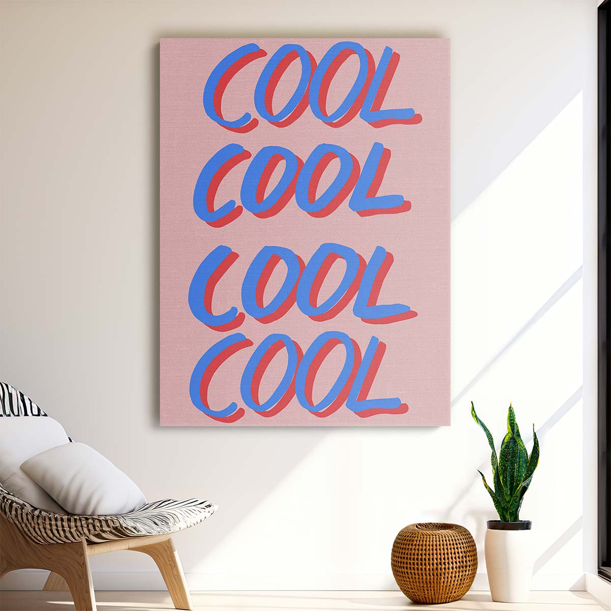 Mid-Century Motivational Quote Illustration, Vintage Pink and Blue Typography Wall Art by Luxuriance Designs, made in USA