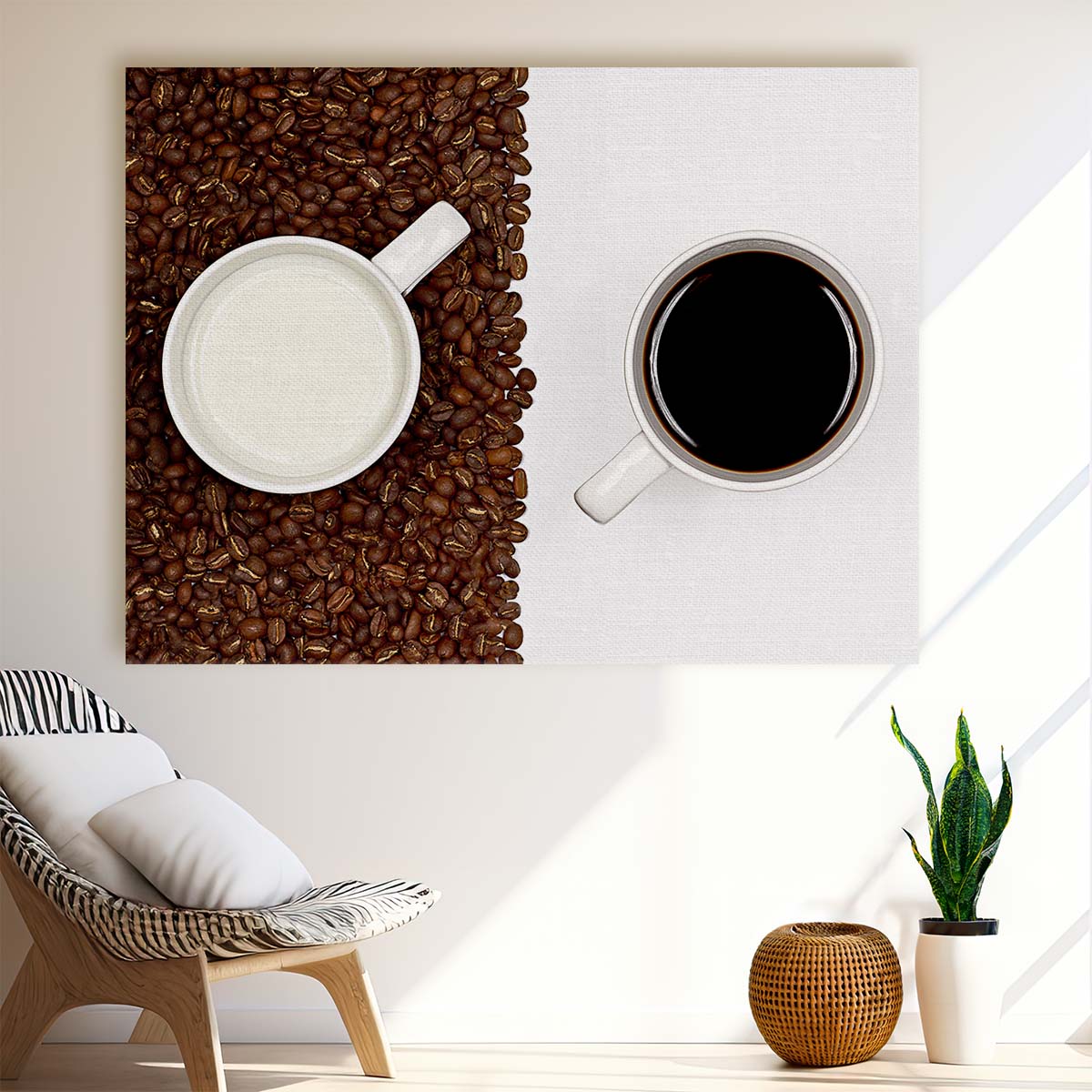 Yin Yang Coffee & Milk Cafe Kitchen Wall Art by Luxuriance Designs. Made in USA.