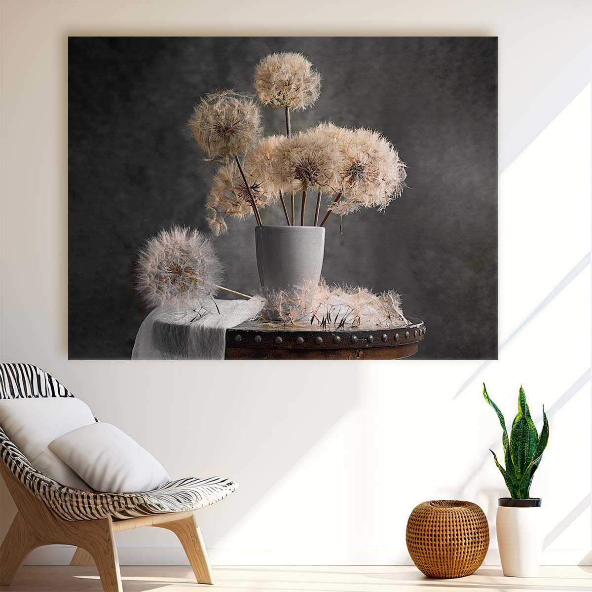 Autumn Dried Dandelion Seed Pod Floral Photography Wall Art