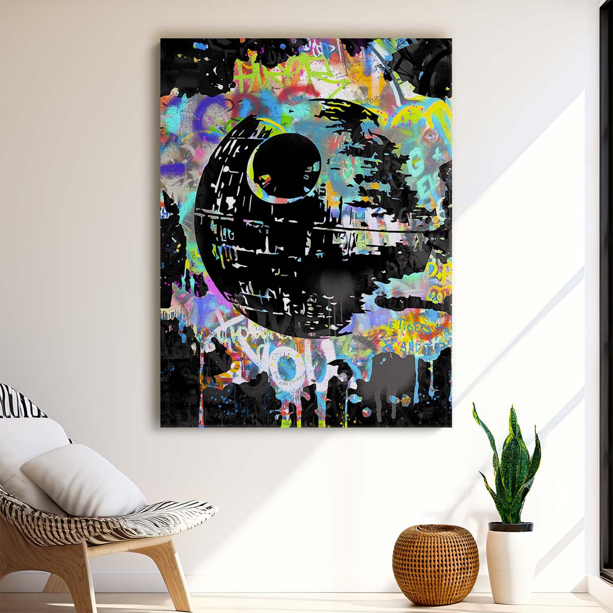 Death Star Graffiti Wall Art by Luxuriance Designs. Made in USA.